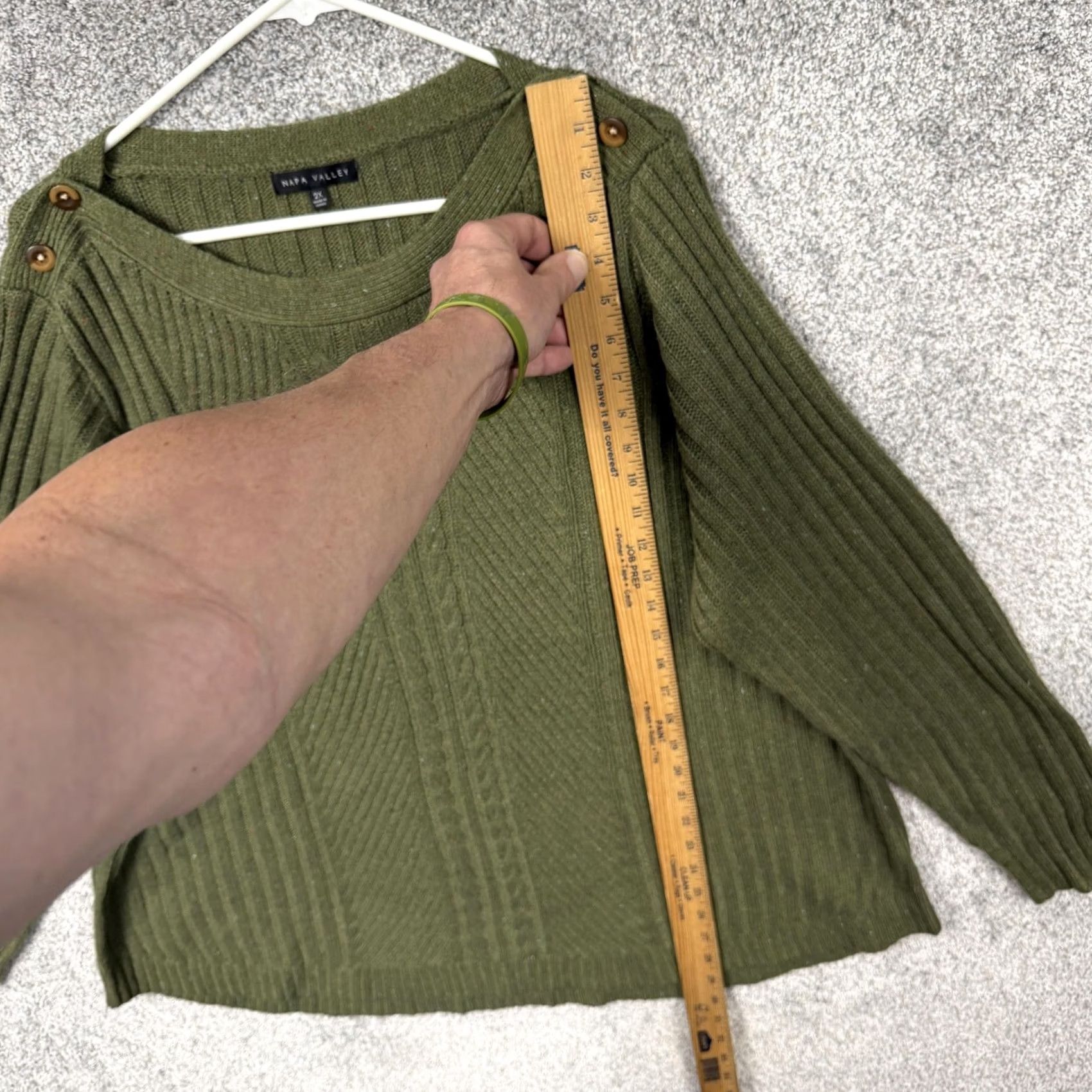 Vintage VINTAGE Napa Valley Womens 2X Plus Green Cable Knit Sweater Boat Neck Pullover Cozy Fall Layering Women’s 2X Green Cable Knit Pullover Size XXL / US 16-18 / IT 52-54 - 2 Thumbnail