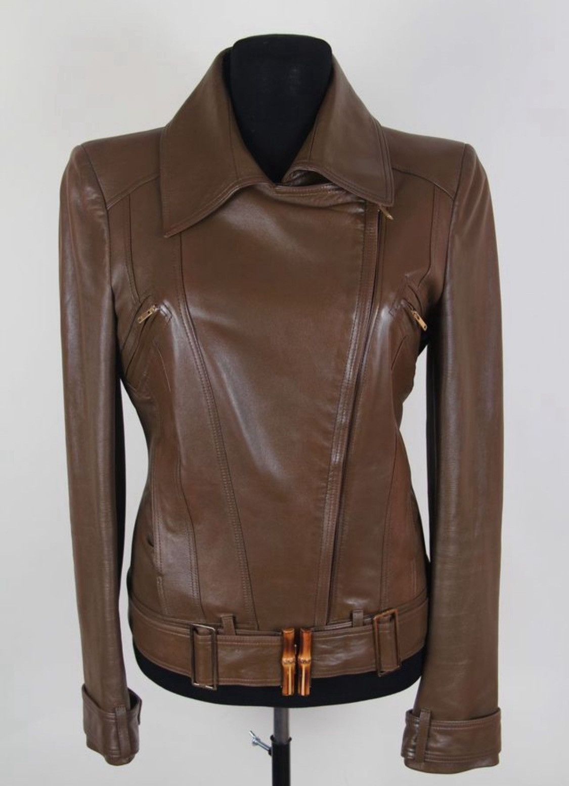 Gucci Gucci 2000s Assymetric Zip-Up Belt Waist Leather Jacket Size M / US 6-8 / IT 42-44 - 1 Thumbnail