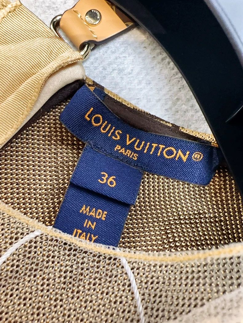 Louis Vuitton LOUIS VUITTON Khaki dress skirt full logo deep V sleeveless Size XS / US 0-2 / IT 36-38 - 4 Thumbnail