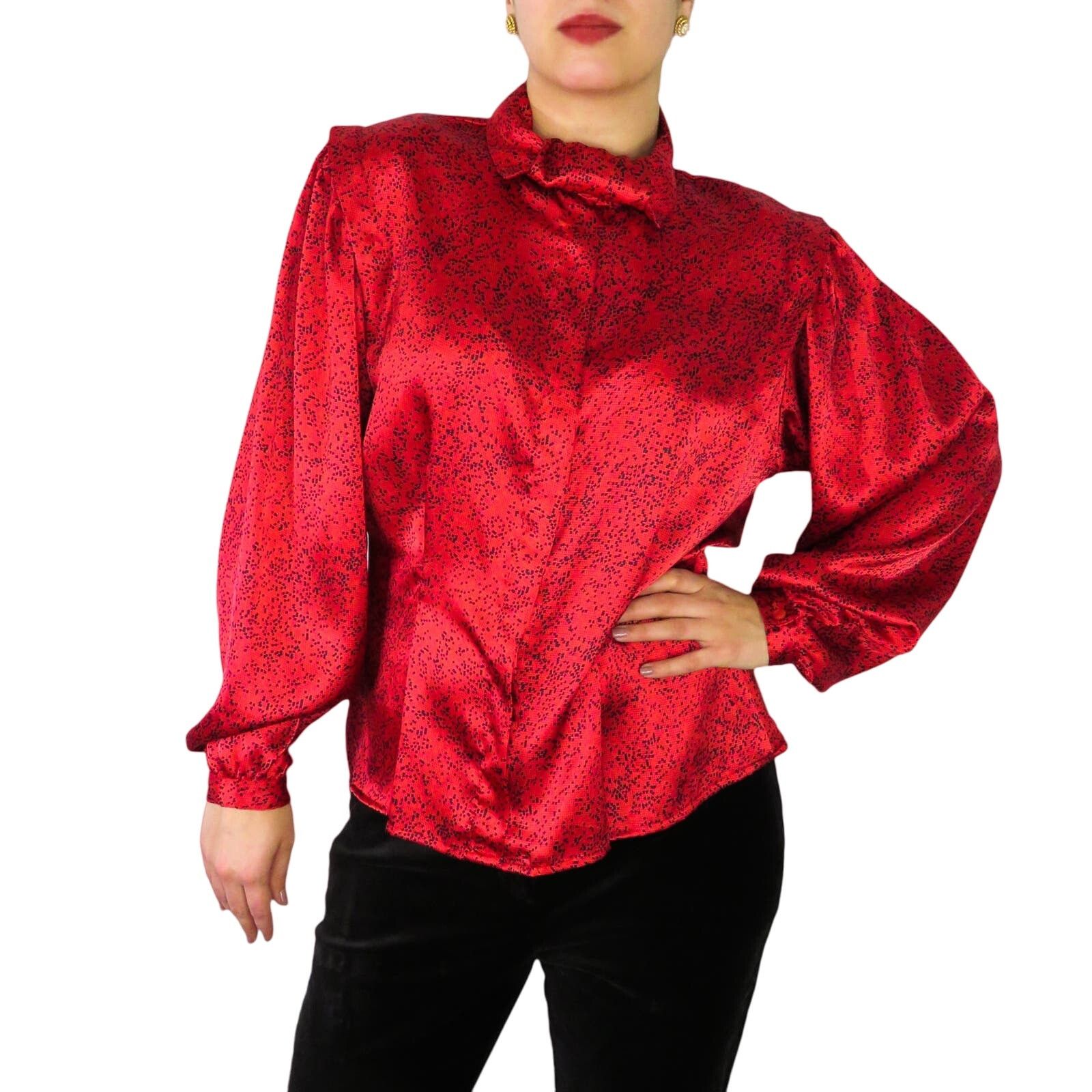 Vintage Satin Blouse Puff shops Sleeve Sz M