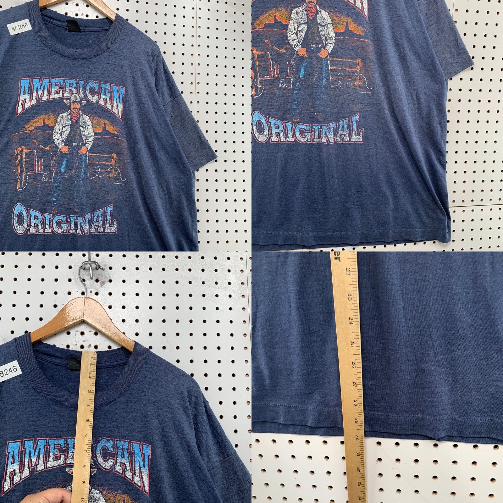 Vintage Vintage Rancher Cowboy T Shirt Mens 3XL Blue American Western Burnout Thin USA Size US XXL / EU 58 / 5 - 8 Thumbnail