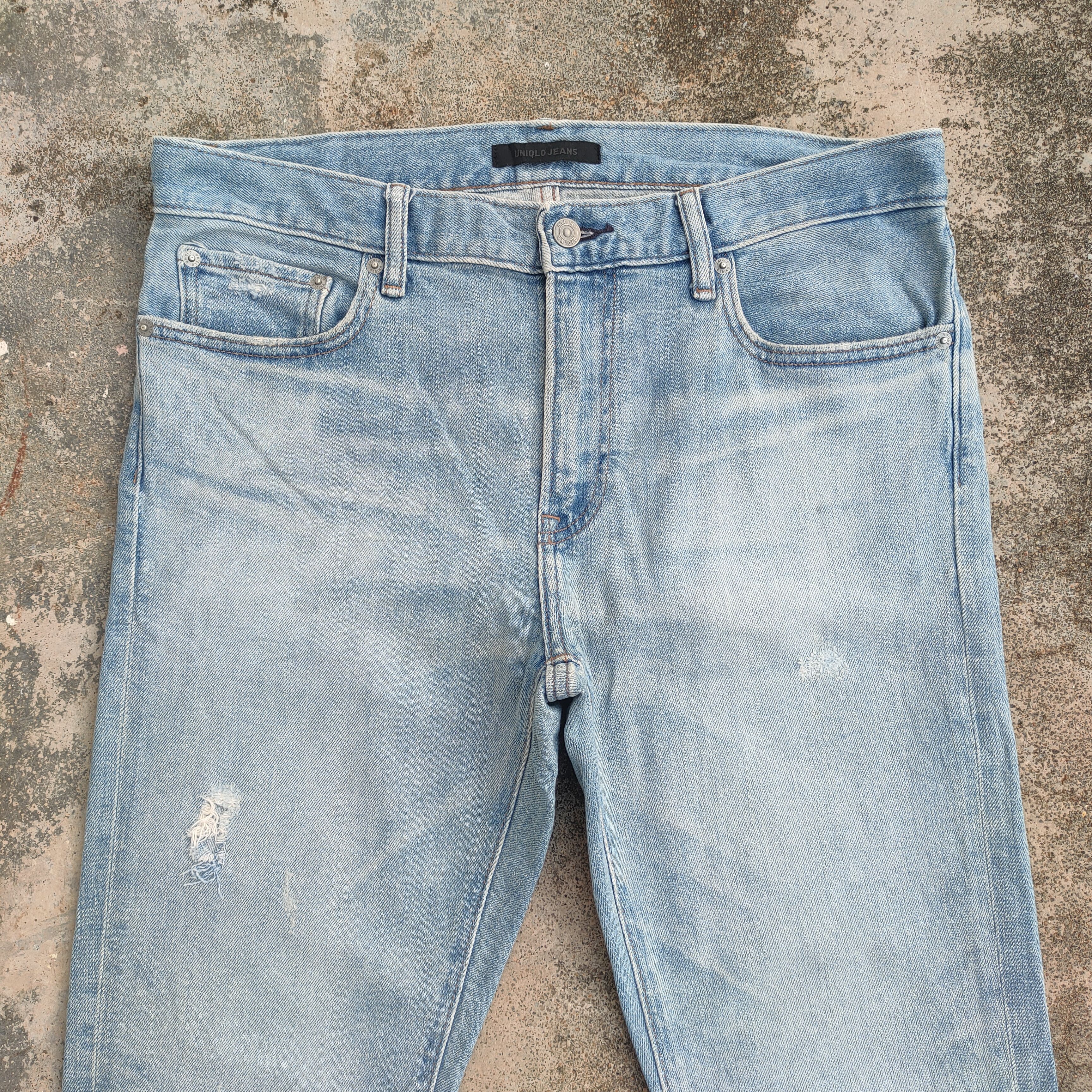Black Label × Japanese Brand × Jean VINTAGE JAPANESE STRAIGHT FADED RIPPED DENIM JEANS PANTS Size US 35 - 2 Thumbnail