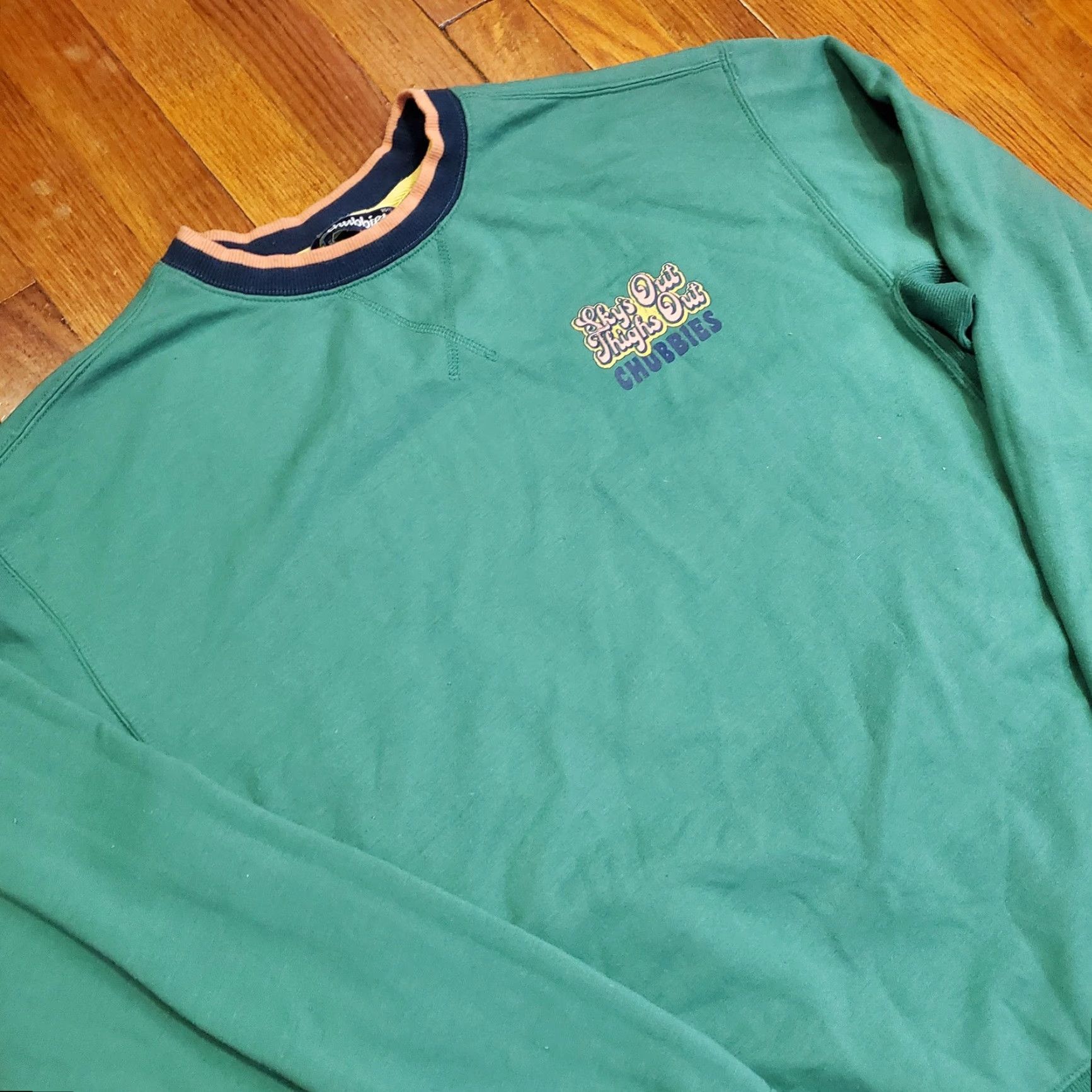 Chubbies Chubbies Sweatshirt Mens Large Green Sky's Out Thighs Out Fleece Pullover Size US L / EU 52-54 / 3 - 4 Thumbnail