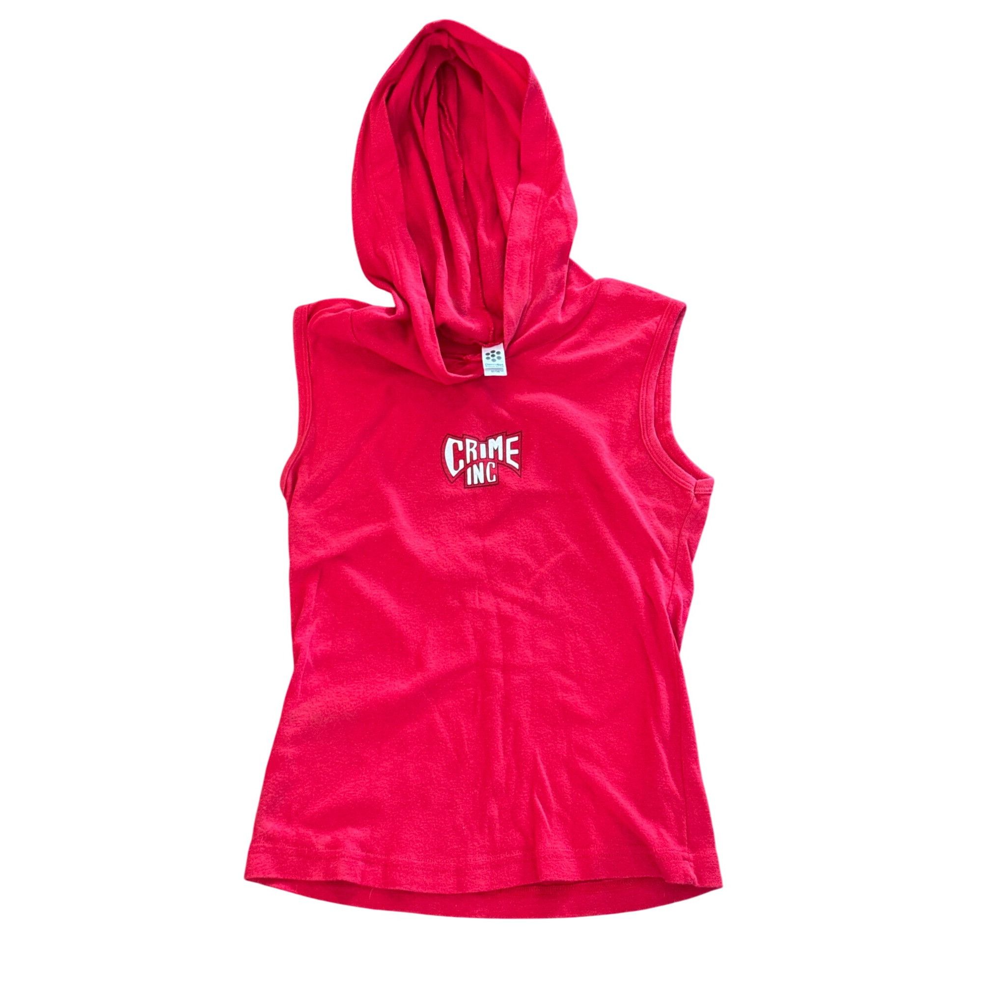 Vintage Vintage Crime Inc Red Sleeveless Hoodie Top M/OS Classic Gir Size M / US 6-8 / IT 42-44 - 1 Thumbnail