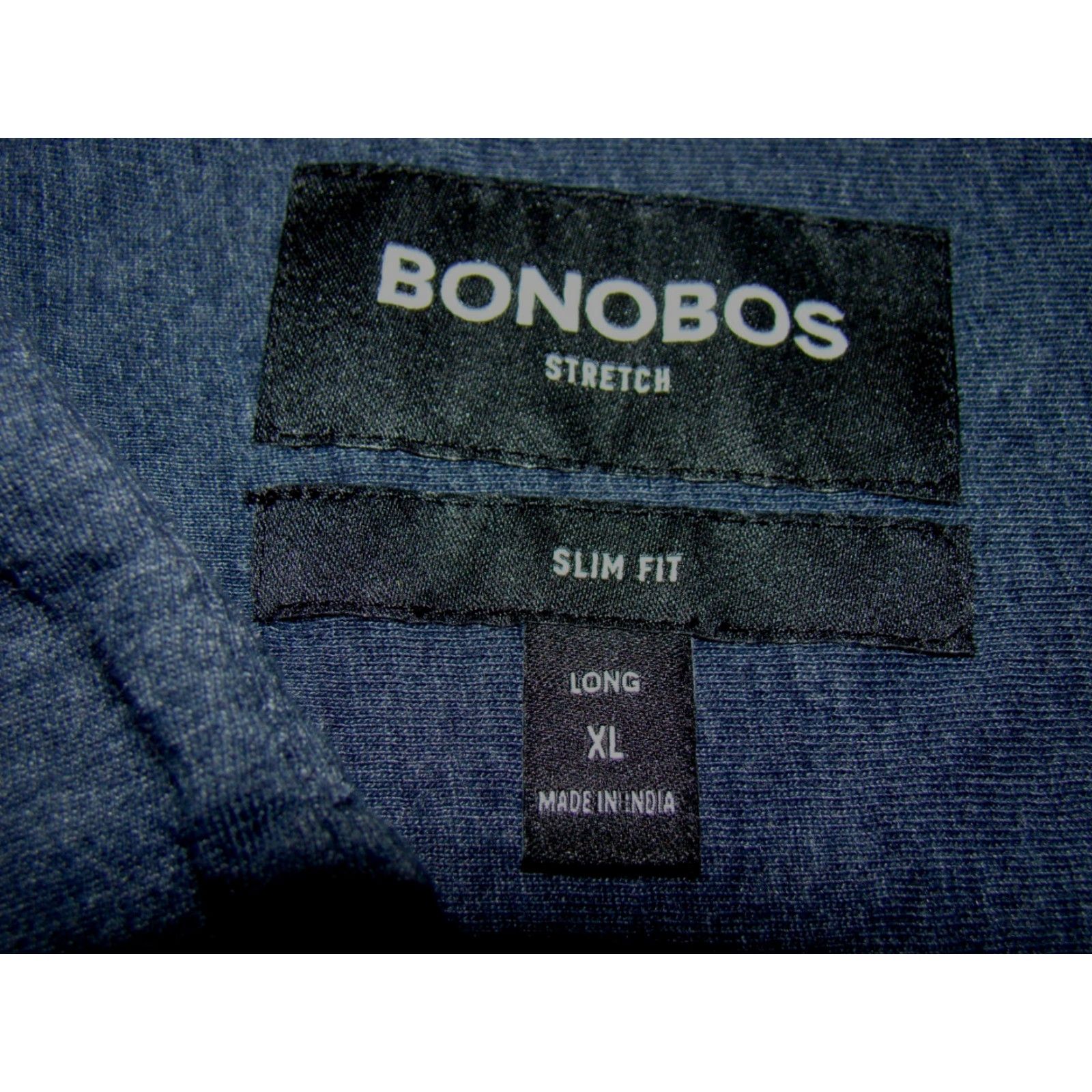 Bonobos BONOBOS Shirt Slim Fit XL Mens Button-Up Long Sleeve Navy Blue Cotton Poly Stretch Size US XL / EU 56 / 4 - 4 Thumbnail