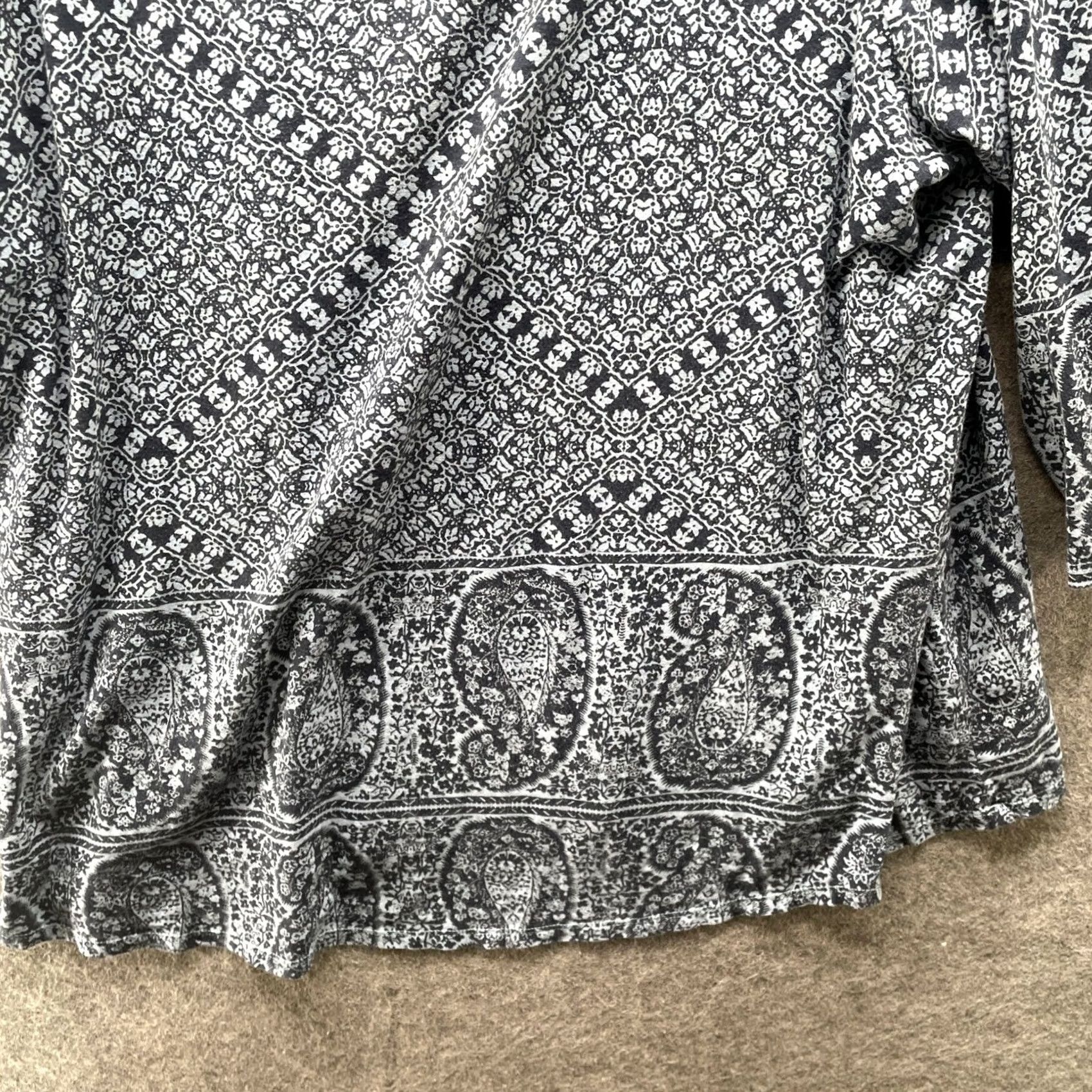 Lucky Brand Lucky T-Shirt Womens 2X Navy Blue Boho Print 3/4 Sleeve Modal Blend Size XXL / US 16-18 / IT 52-54 - 4 Thumbnail