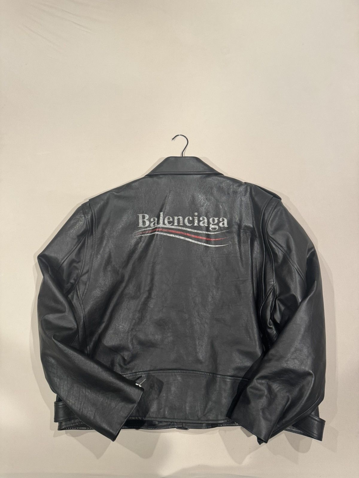 Balenciaga BALENCIAGA FW19 BLACK CAMPAIGN LOGO BIKER LEATHERJACKET Size US L / EU 52-54 / 3 - 4 Thumbnail