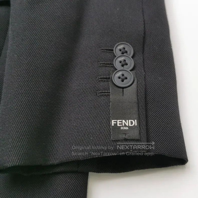 Fendi Fendi Wool and blended solid single-breasted lapel coat Size 46L - 3 Thumbnail