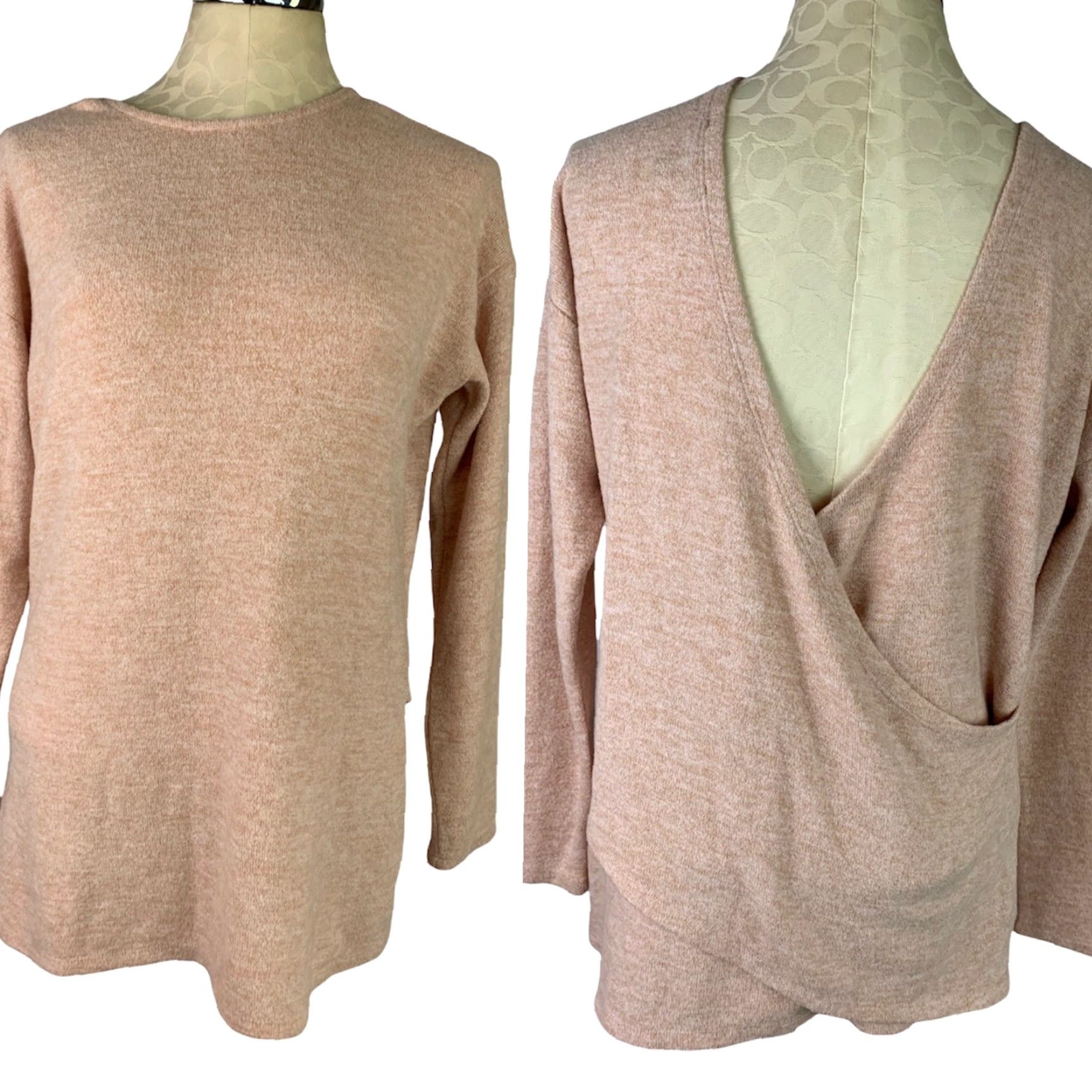 J.Crew VINTAGE J.CREW Small Reversible V-Back Long Tunic Sweater Women Pink 21" Chest 27" Shoulder to Hem 18" Sleeve Mens Womens Girls Size S / US 4 / IT 40 - 2 Thumbnail