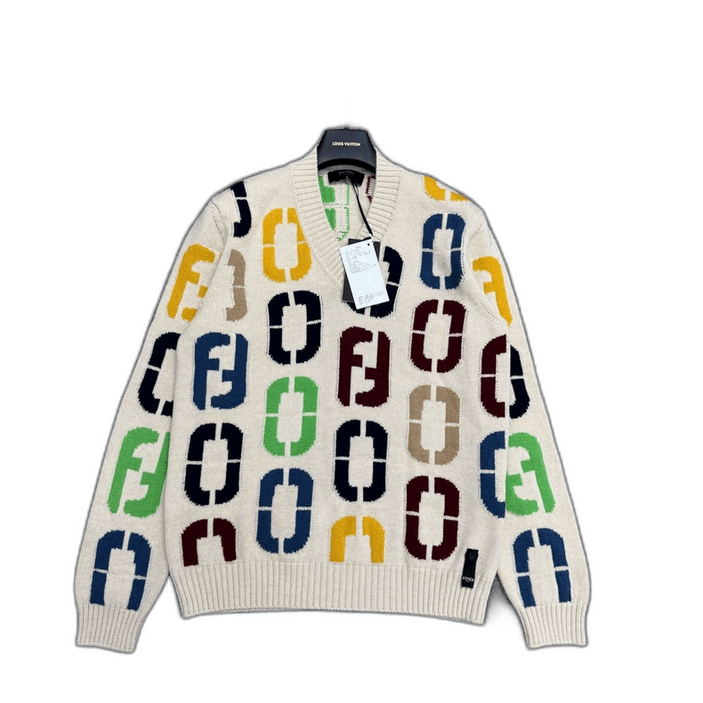 Fendi Fendi V-neck multicolor sweater-2508 Size US L / EU 52-54 / 3 - 1 Thumbnail
