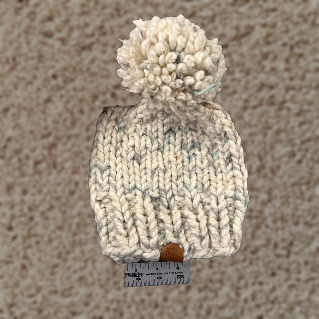 Vintage Stone Fox Beanie Womens One Size Ivory Crochet Knit Pom Acrylic Blend Hat Beanie Womens Stone Fox Size ONE SIZE - 1 Thumbnail