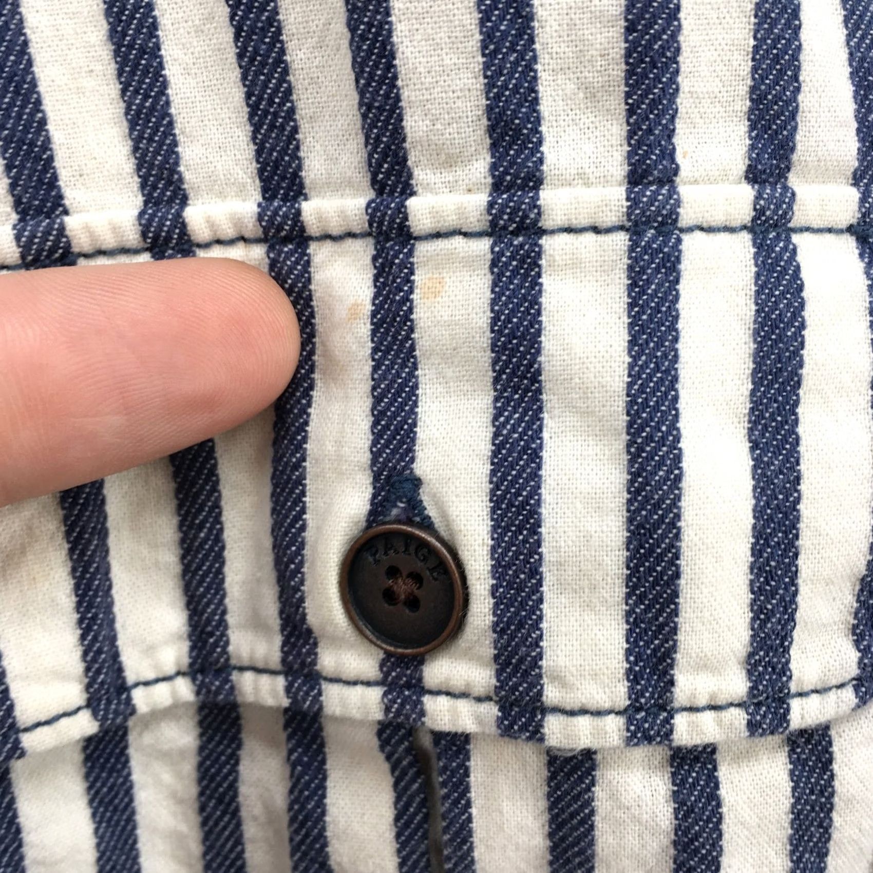 Paige Paige Long Sleeve Shirt Mens L Blue White Striped Button Down Front Pockets - China Size L Size US L / EU 52-54 / 3 - 4 Thumbnail