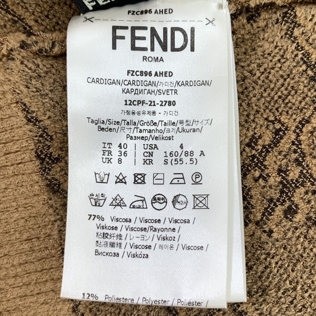 Fendi Fendi Dark Brown V-neck Knitted Cardigan K26WX Size M / US 6-8 / IT 42-44 - 7 Thumbnail