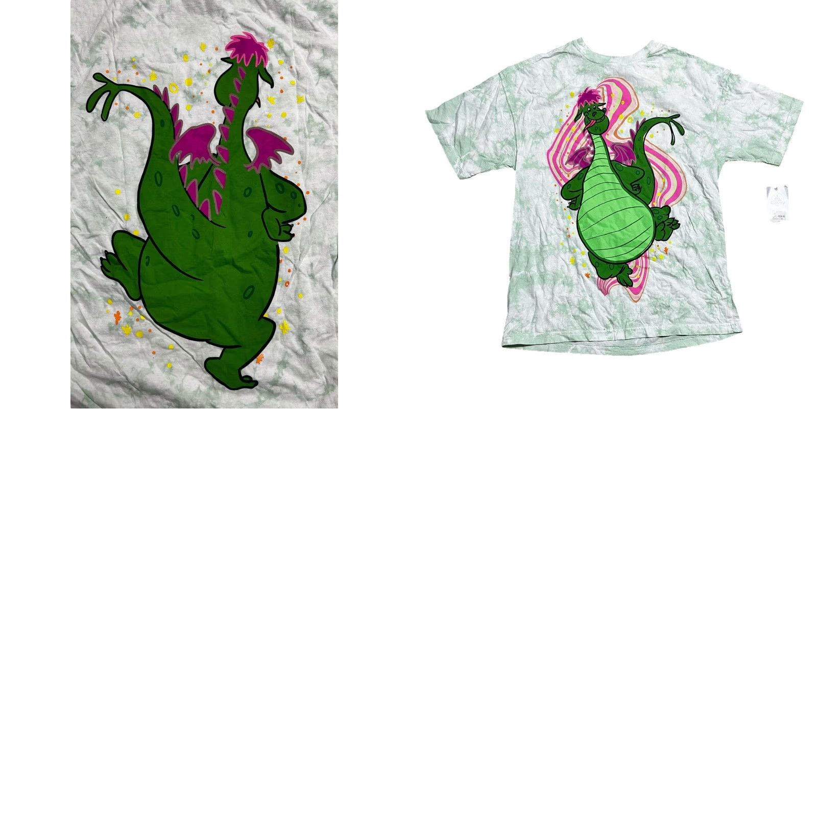Disney VINTAGE Pete's Dragon T-Shirt DISNEY Tee Green Elliot Tie Dye Double Sided Adult Small Size US S / EU 44-46 / 1 - 9 Thumbnail