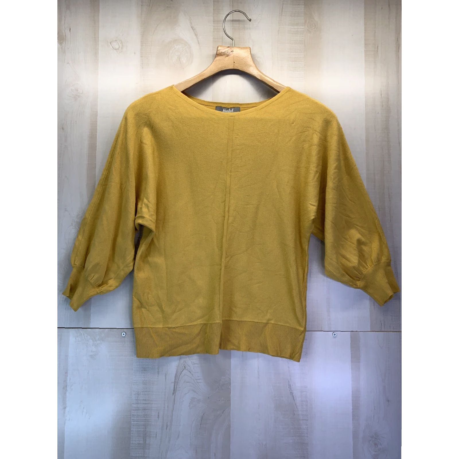 Vintage Marled Reunited Clothing Women’s M 3/4 Sleeve Knit Gold Sweater Pullover NWT- 3667 Size M / US 6-8 / IT 42-44 - 2 Thumbnail