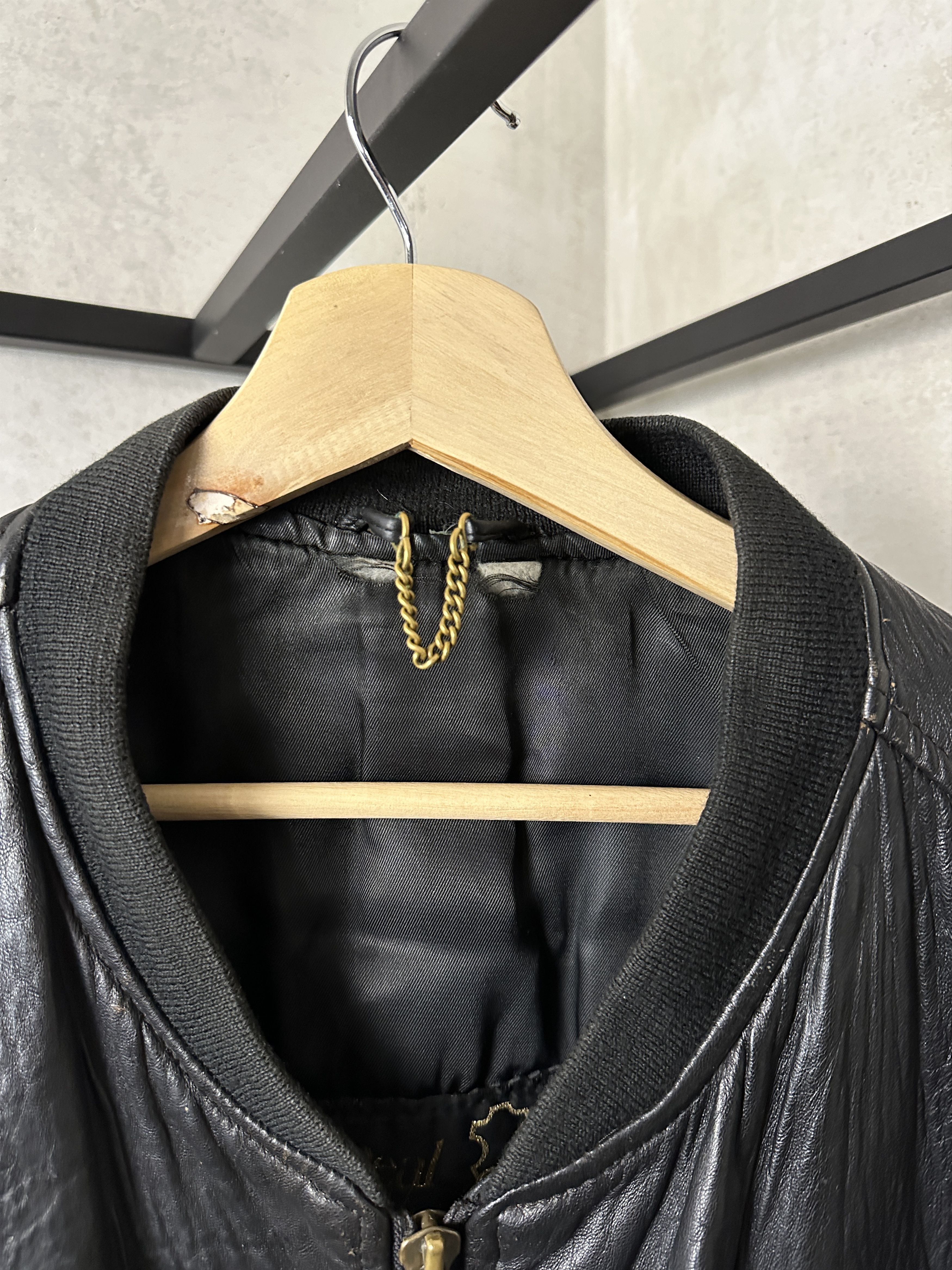 Genuine Leather Genuine Leather Black Bomber Jacket Size US XL / EU 56 / 4 - 3 Thumbnail