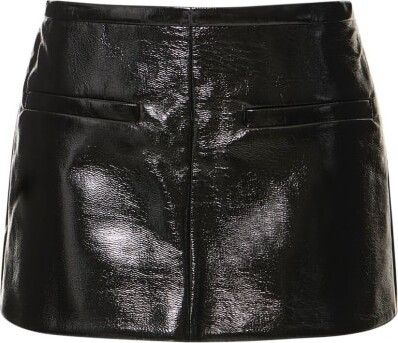 Courreges o1mle0824 Heritage A-Line Vinyl Mini Skirt in Black Size 25" / US 0 / IT 36 - 2 Thumbnail