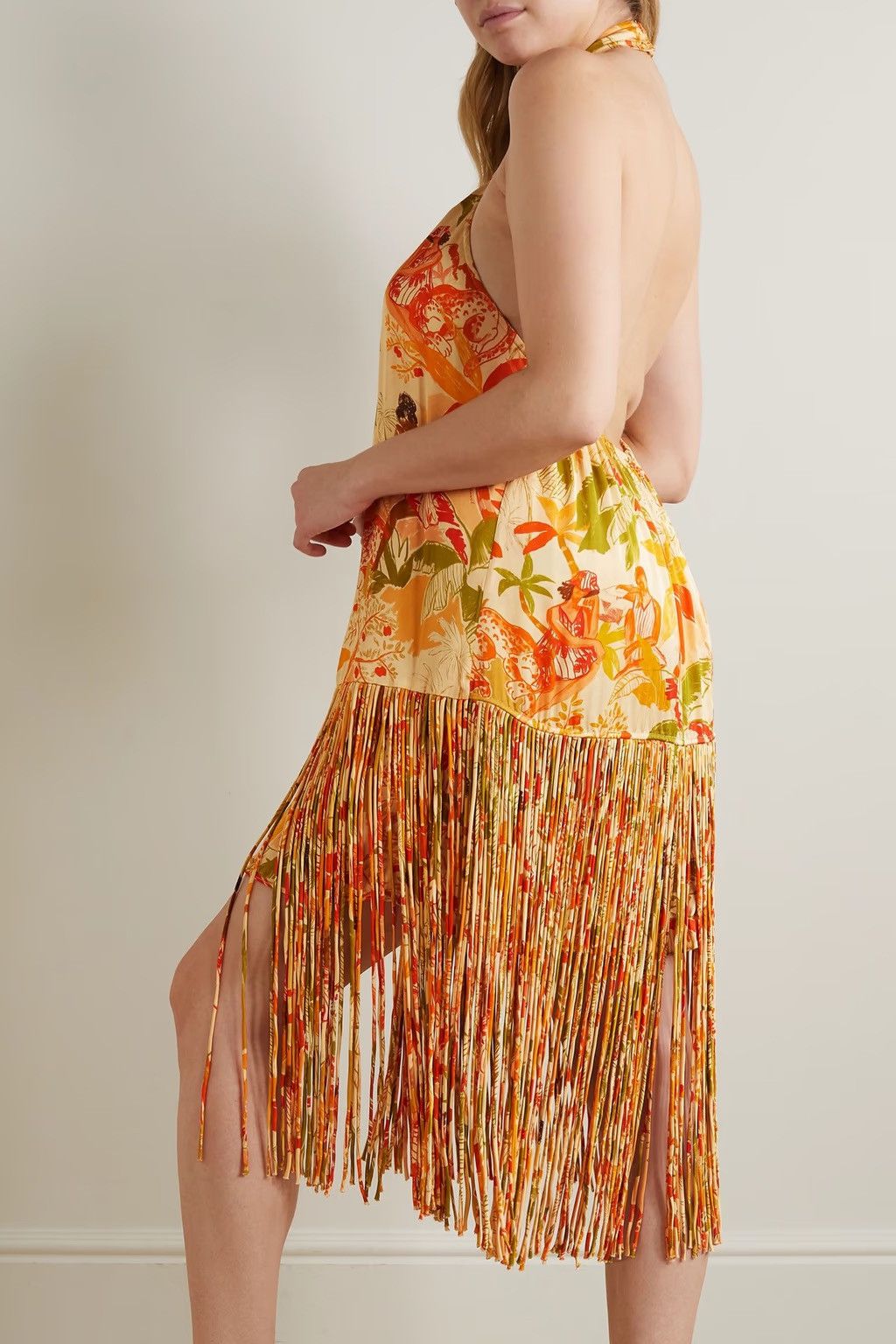 Farm Rio FARM RIO Leopard Forest Sand printed crepe halterneck Dress Size M / US 6-8 / IT 42-44 - 3 Thumbnail
