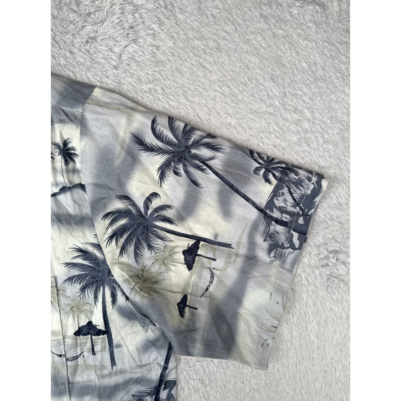 Vintage Palmwave Shirt Men 2XL Gray Blue 100% Cotton Short Sleeve Button-Up Hawaiian Floral Vintage No Size US XXL / EU 58 / 5 - 2 Thumbnail
