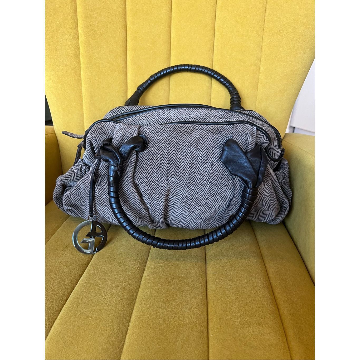 Giorgio Armani Giorgio Armani vintage fabric with Leather Hand Bag Size ONE SIZE - 1 Thumbnail