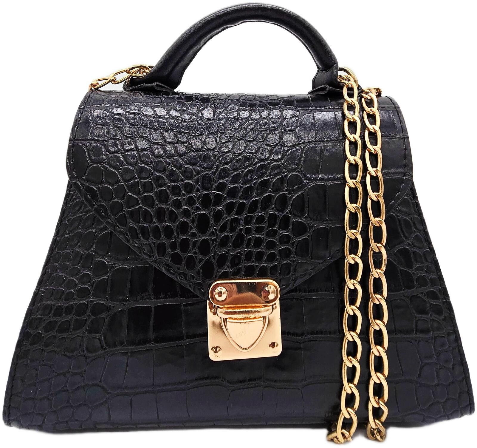 Genetic Manipulation Shinichiro Kuriya Elegant Black Crocodile Pattern Leather Handbag with Strap Size ONE SIZE - 2 Thumbnail