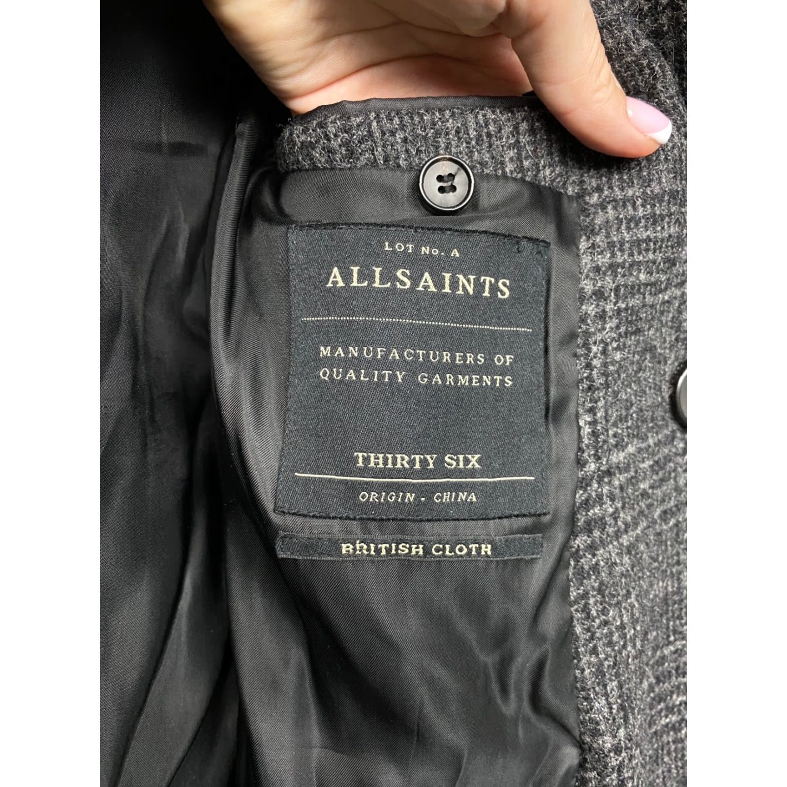 Allsaints AllSaints Yuto Wool Coat Jacket Mens M Gray Check Wool Overcoat Size US M / EU 48-50 / 2 - 3 Thumbnail