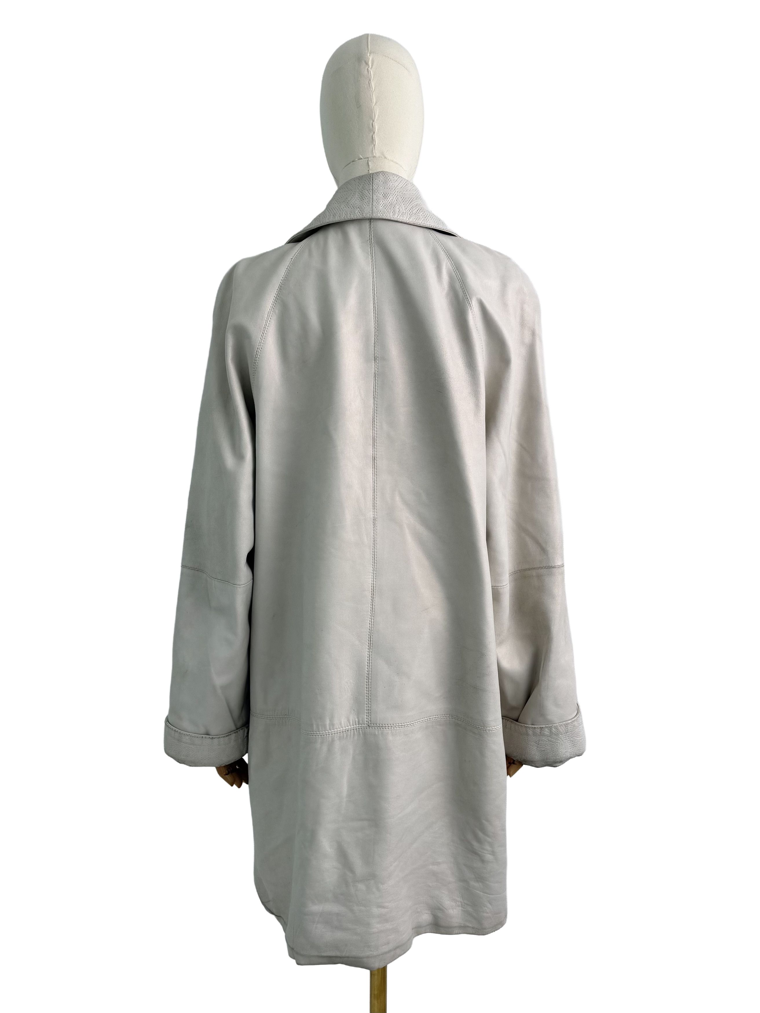 Vintage Vintage Leather Coat Zip Front Longline Oversized Jacket Size L / US 10 / IT 46 - 4 Thumbnail
