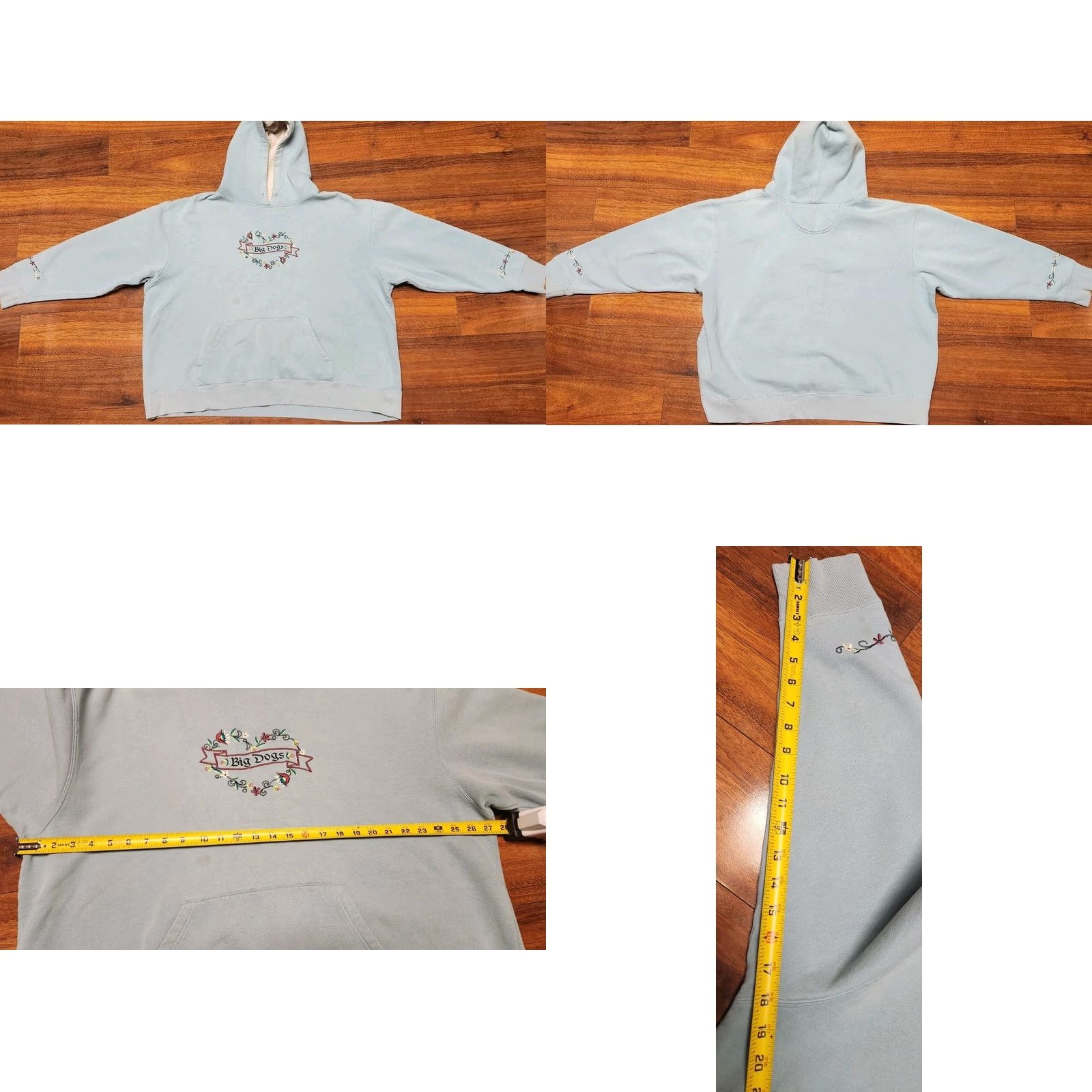 Big Dogs VINTAGE Big Dogs Hoodie Women 2XL Floral Embroidered Pullover Sweatshirt Blue Knit Embroidered 90s Womens Size XXL / US 16-18 / IT 52-54 - 8 Thumbnail