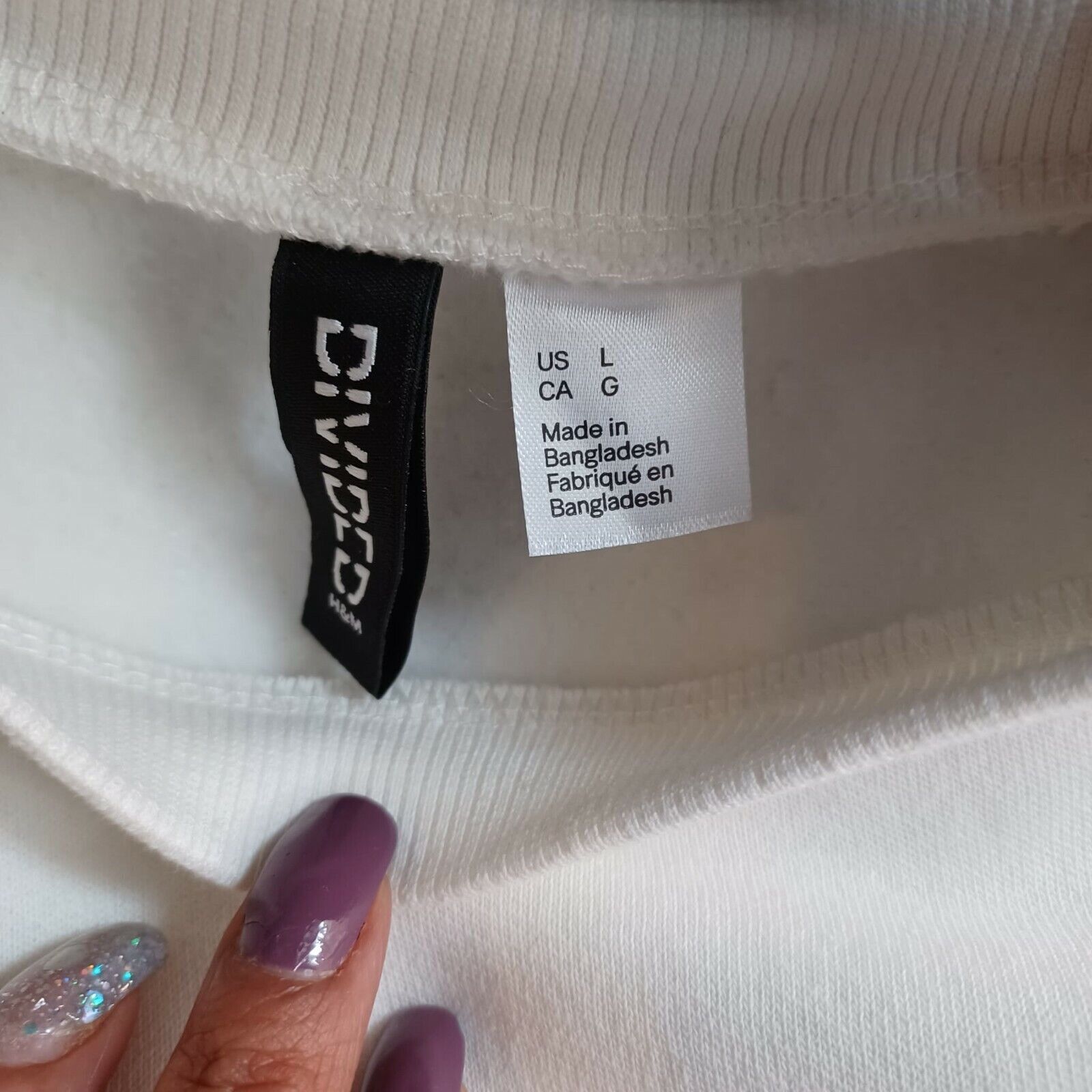 H&M ❤️H&M Sz L Women's Cream Padded Shoulder Sweatshirt Top Long Size L / US 10 / IT 46 - 6 Thumbnail