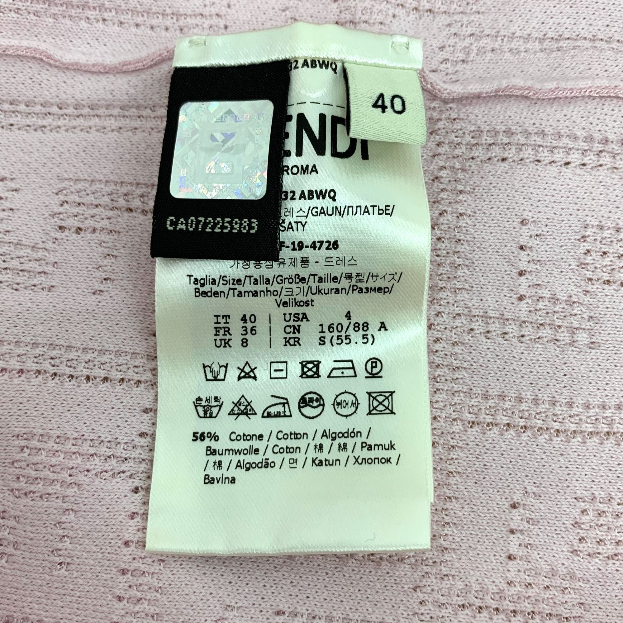 Fendi Fendi Pink Logo Jacquard Cotton Round-Neck Short-Sleeve Knit Size M / US 6-8 / IT 42-44 - 4 Thumbnail