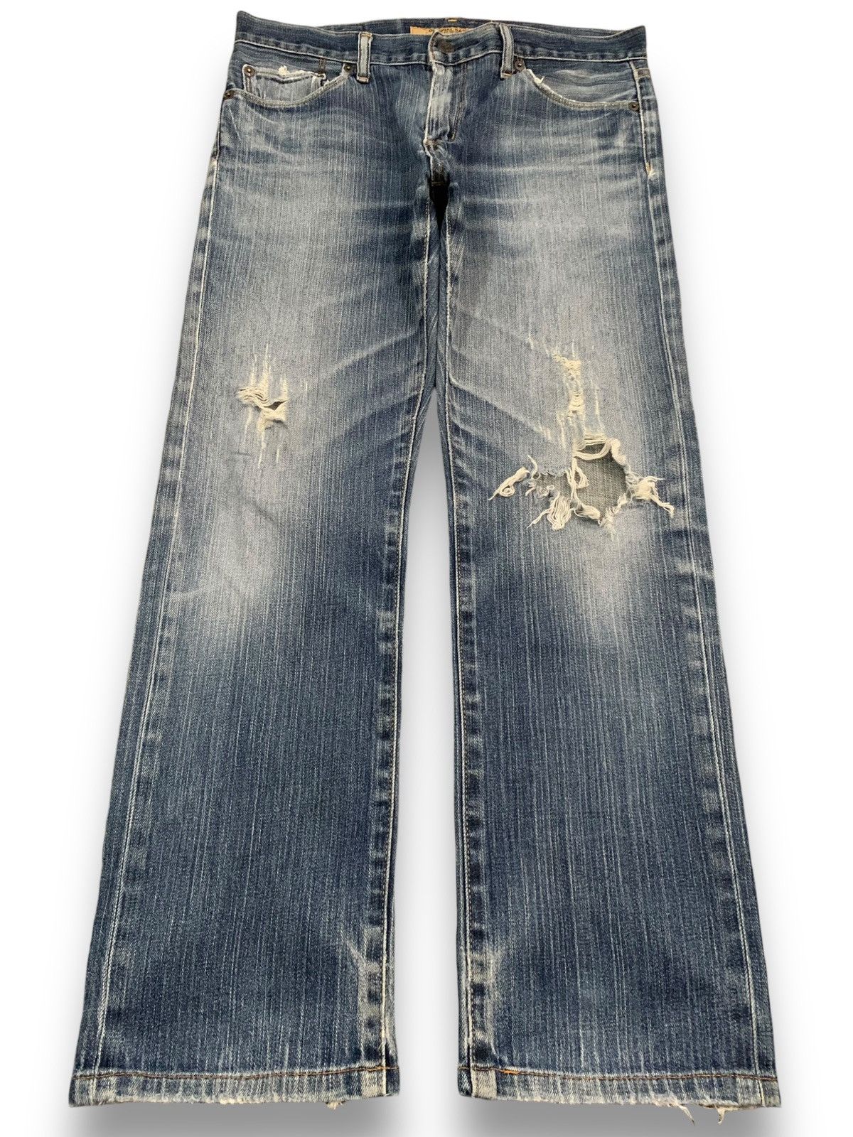 Vintage Uniqlo S001 Loose Straight Distressed Grunge Jeans