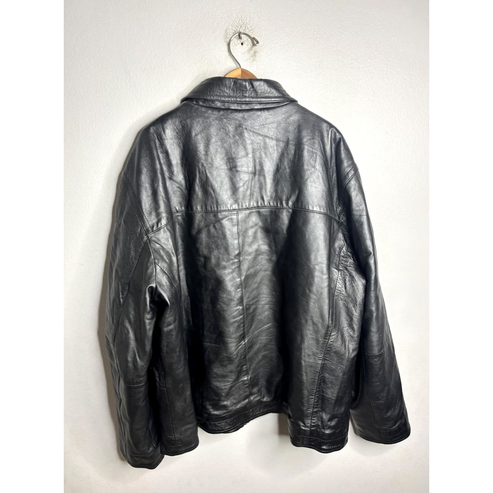 Perry Ellis Perry Ellis Portfolio Mens Leather Bomber Jacket 2XL Black Zip Lined Collared Full Zip Pockets Holiday Casual Fall Winter Size US XXL / EU 58 / 5 - 5 Thumbnail