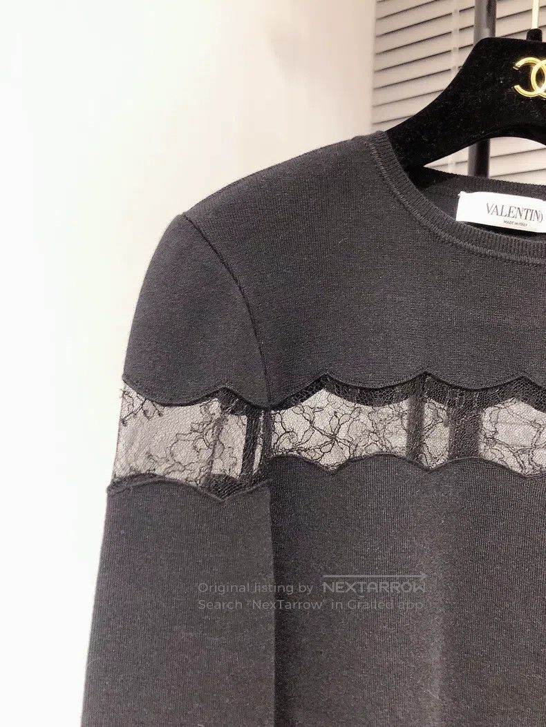Valentino Valentino Black knit lace panelled knit sweater Size M / US 6-8 / IT 42-44 - 4 Thumbnail