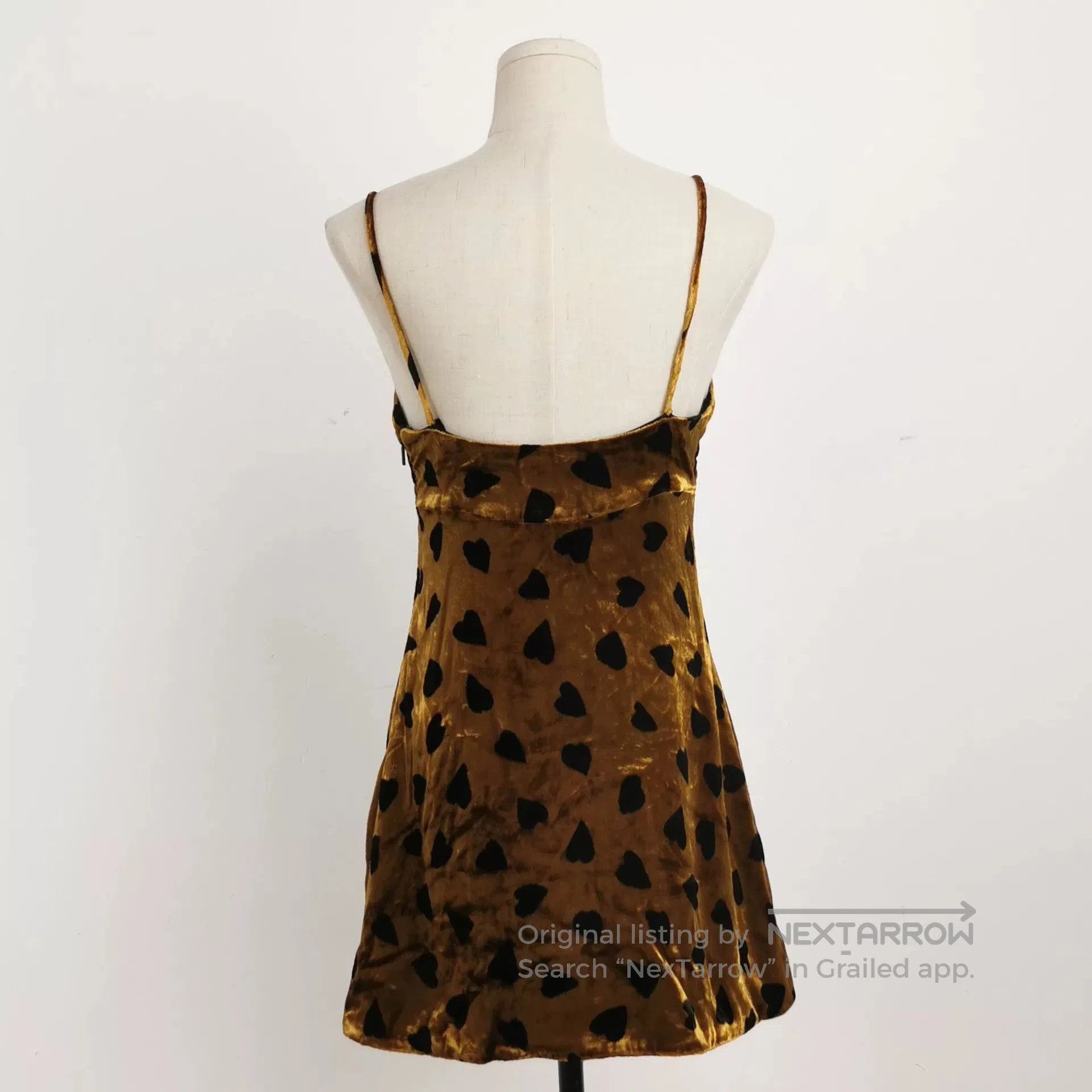 Saint Laurent Paris Saint Laurent Brown Velvet Heart Pattern Dress. Size XS / US 0-2 / IT 36-38 - 3 Thumbnail