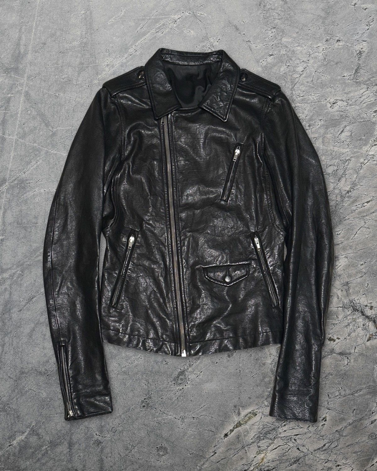 Pre-owned Rick Owens Ss10 Stooges Lamb Leather Jacket In Black