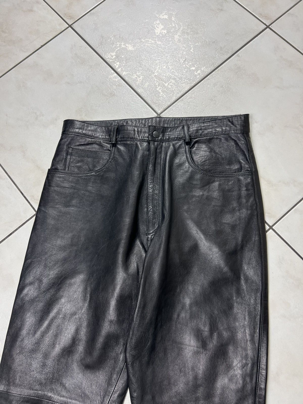 Genuine Leather Vintage genuine leather black opium casual pants trousers Size US 36 / EU 52 - 3 Thumbnail
