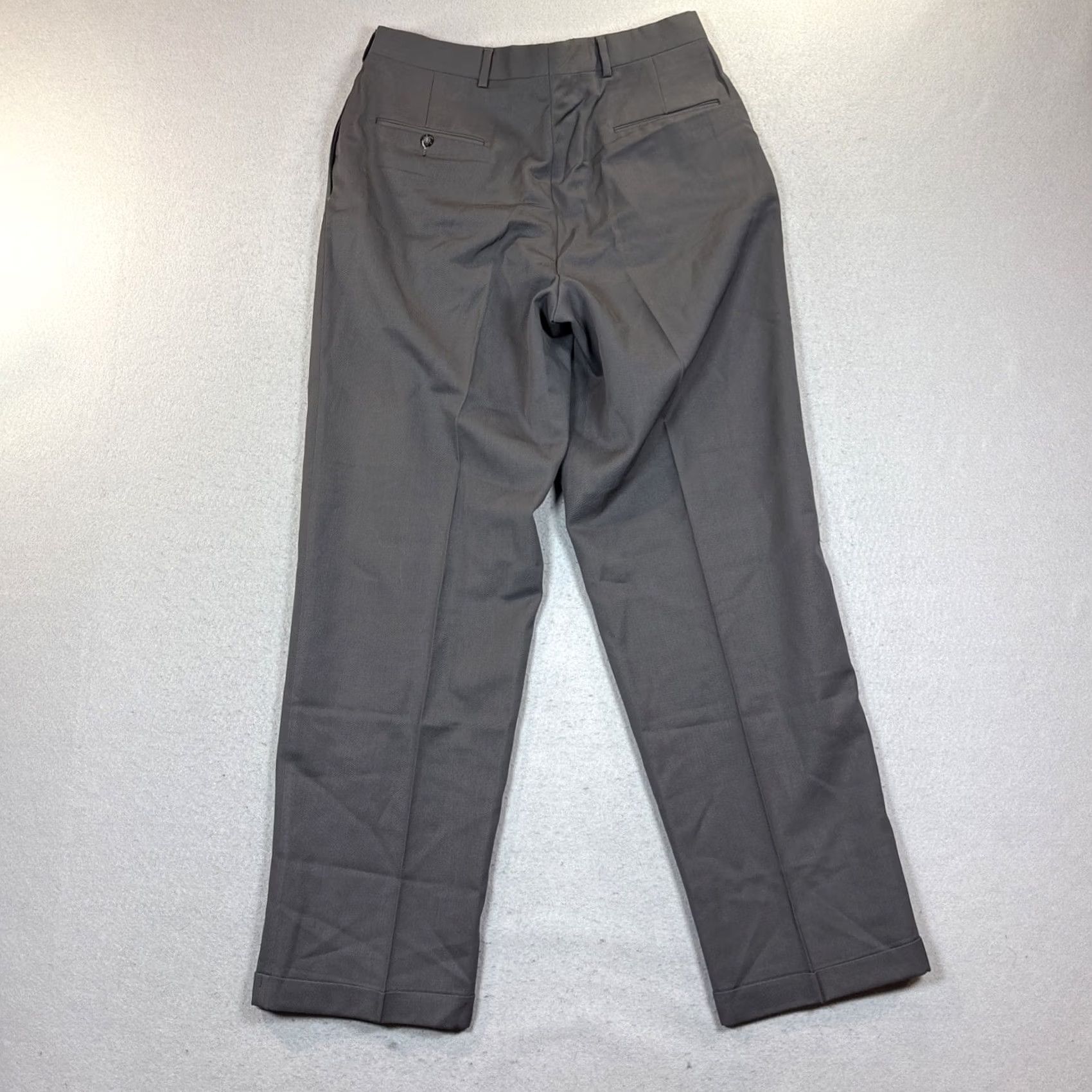 Austin Reed Austin Reed Pants Men 34x33 Gray Super 100s Wool Dress Pants Pleated Cuffed Trousers Size US 34 / EU 50 - 4 Thumbnail