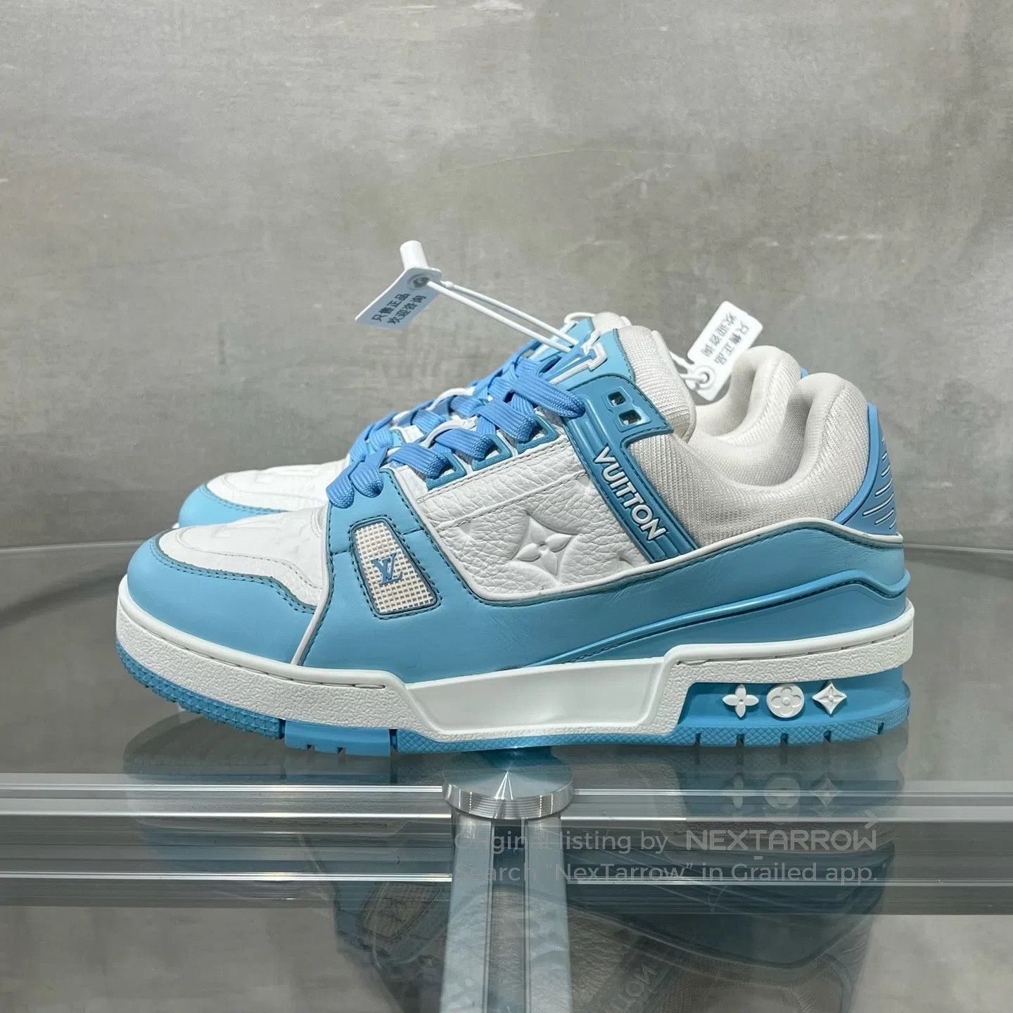 Louis Vuitton Louis Vuitton Trainer New White and Blue shoes Size US 6.5 / IT 36.5 - 3 Thumbnail