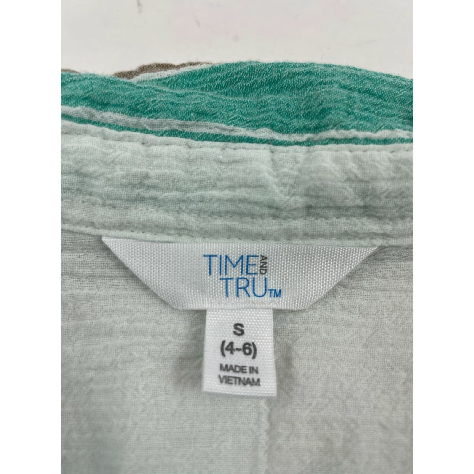 Vintage Time And Tru Blouse Shirt Women's S White Striped Cap Sleeve Buttoned Casual Breathable Size S / US 4 / IT 40 - 7 Thumbnail