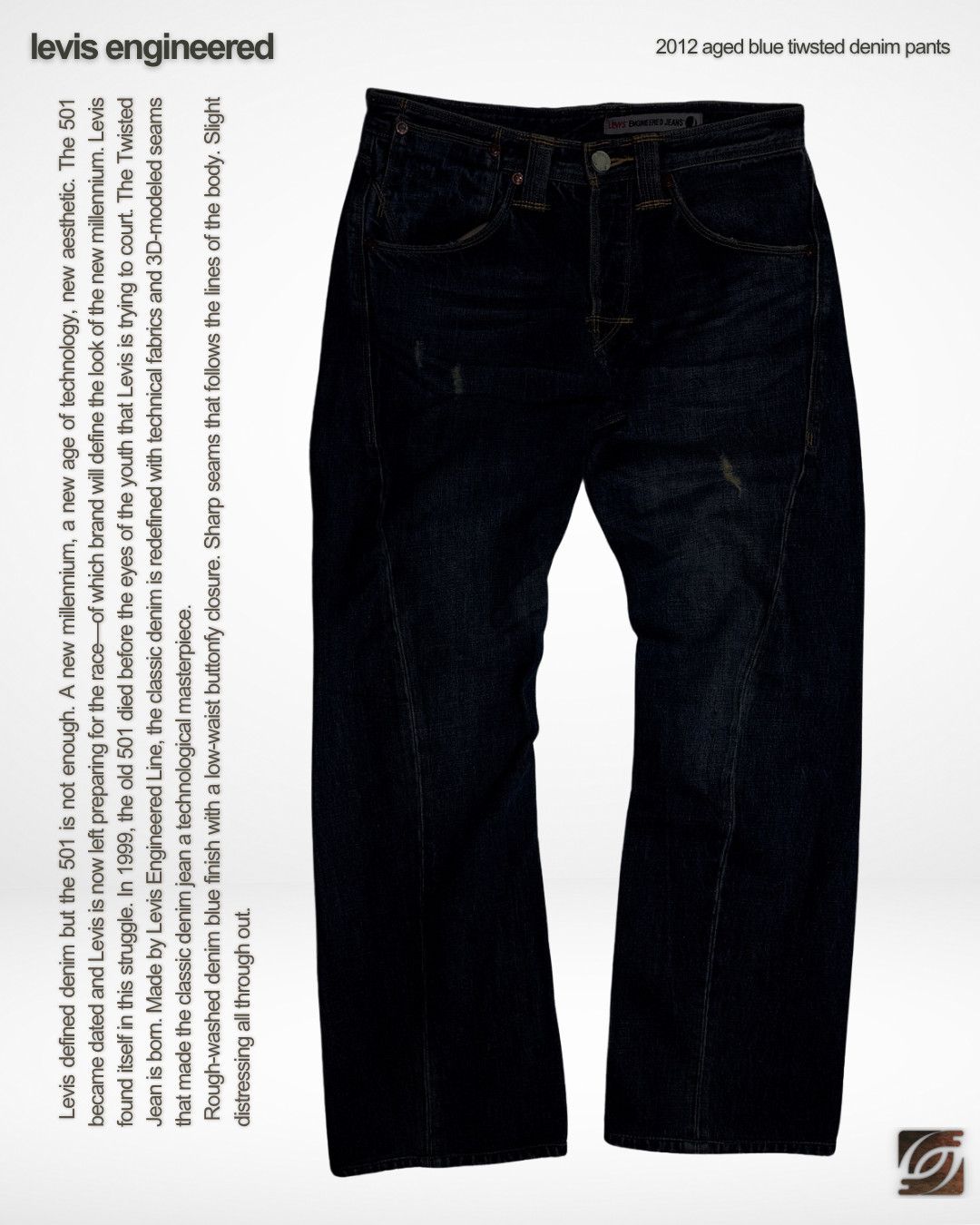 Levi's Vintage Clothing 2012 Levis Engineered Aged Blue Twisted Denim Pants Size US 31 - 1 Thumbnail