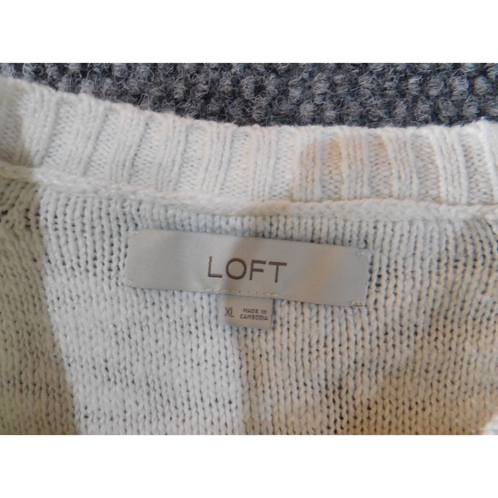Loft LOFT White Crewneck Pullover Sweater XL Women Knit Acrylic Cotton Modern Rib Knit Casual Pullover Size XL / US 12-14 / IT 48-50 - 5 Thumbnail