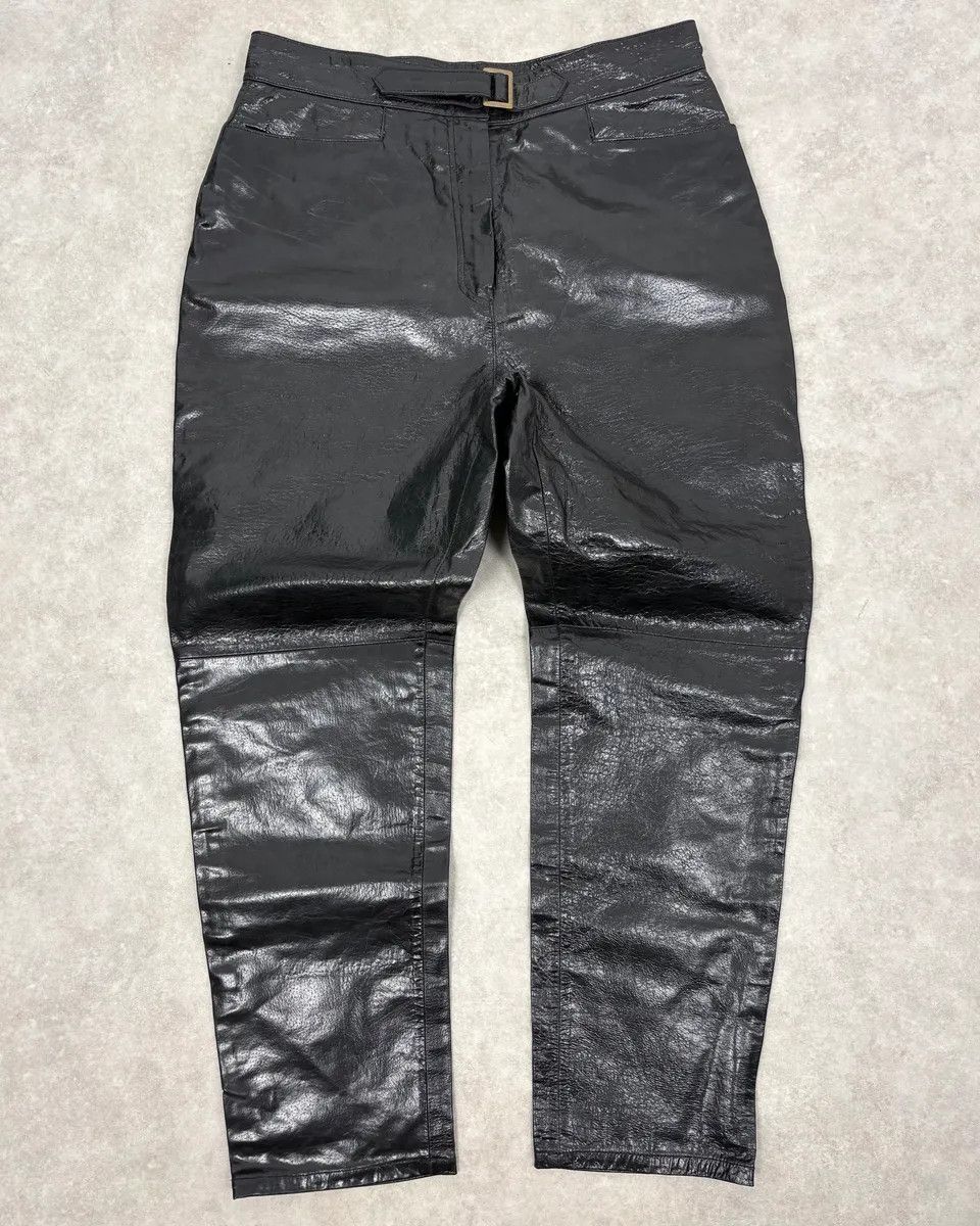 Vintage 2000s Vintage Artisanal Belted Leather Pants Size US 33 - 1 Thumbnail