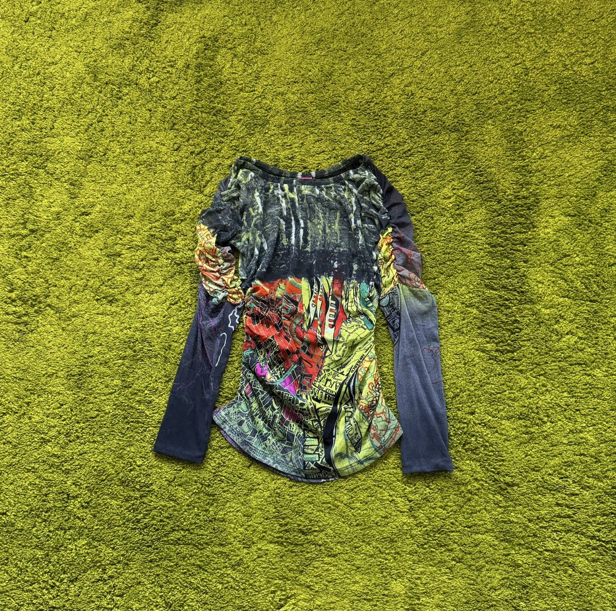 Designer × Vintage Save the Queen Y2K vintage mesh puff sleeve longsleeve Size L / US 10 / IT 46 - 1 Thumbnail