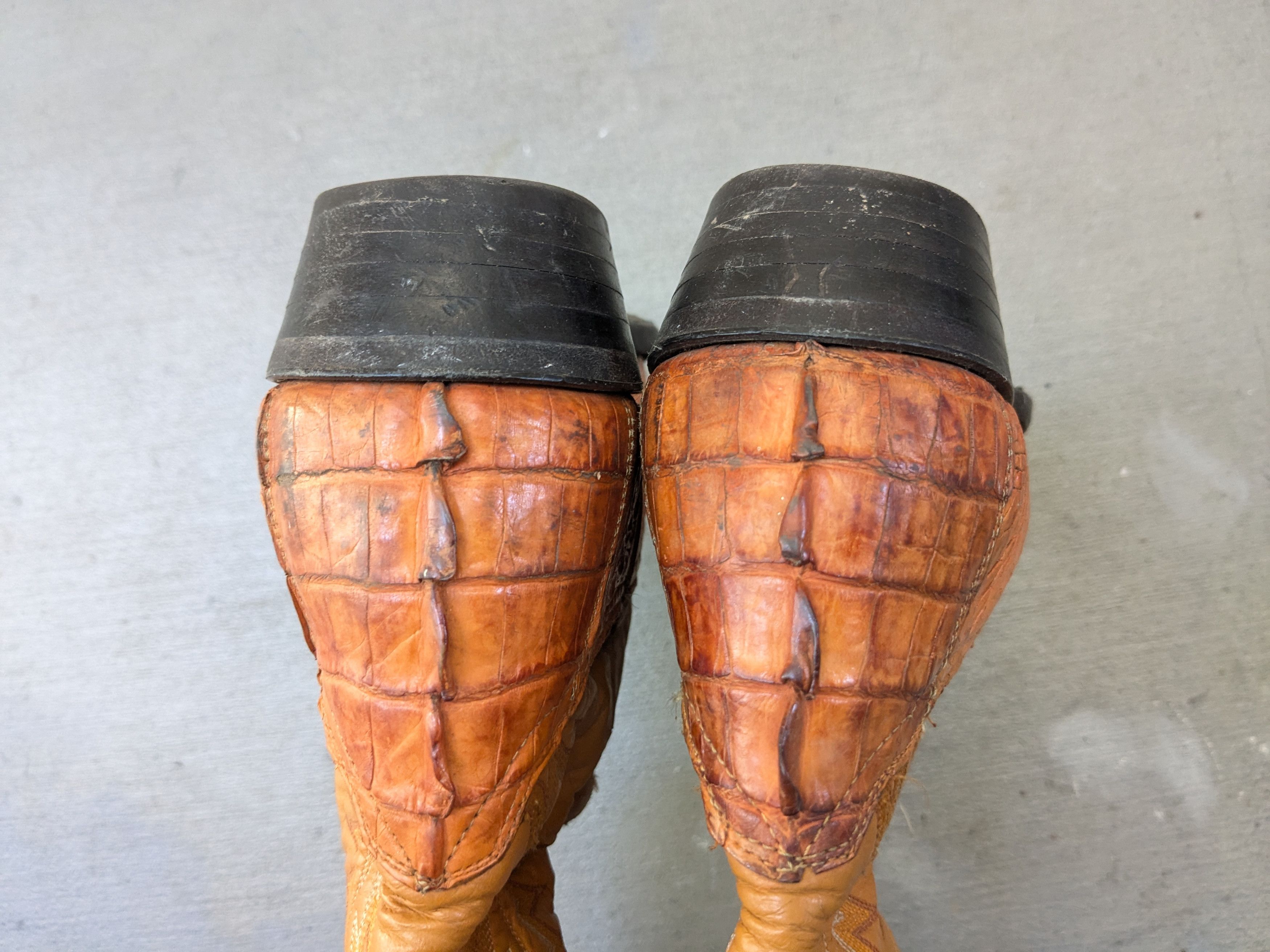 Genuine Leather Vintage Cowboy Boots Orange 11 EE Wide Western Botas Size US 11 / EU 44 - 15 Thumbnail