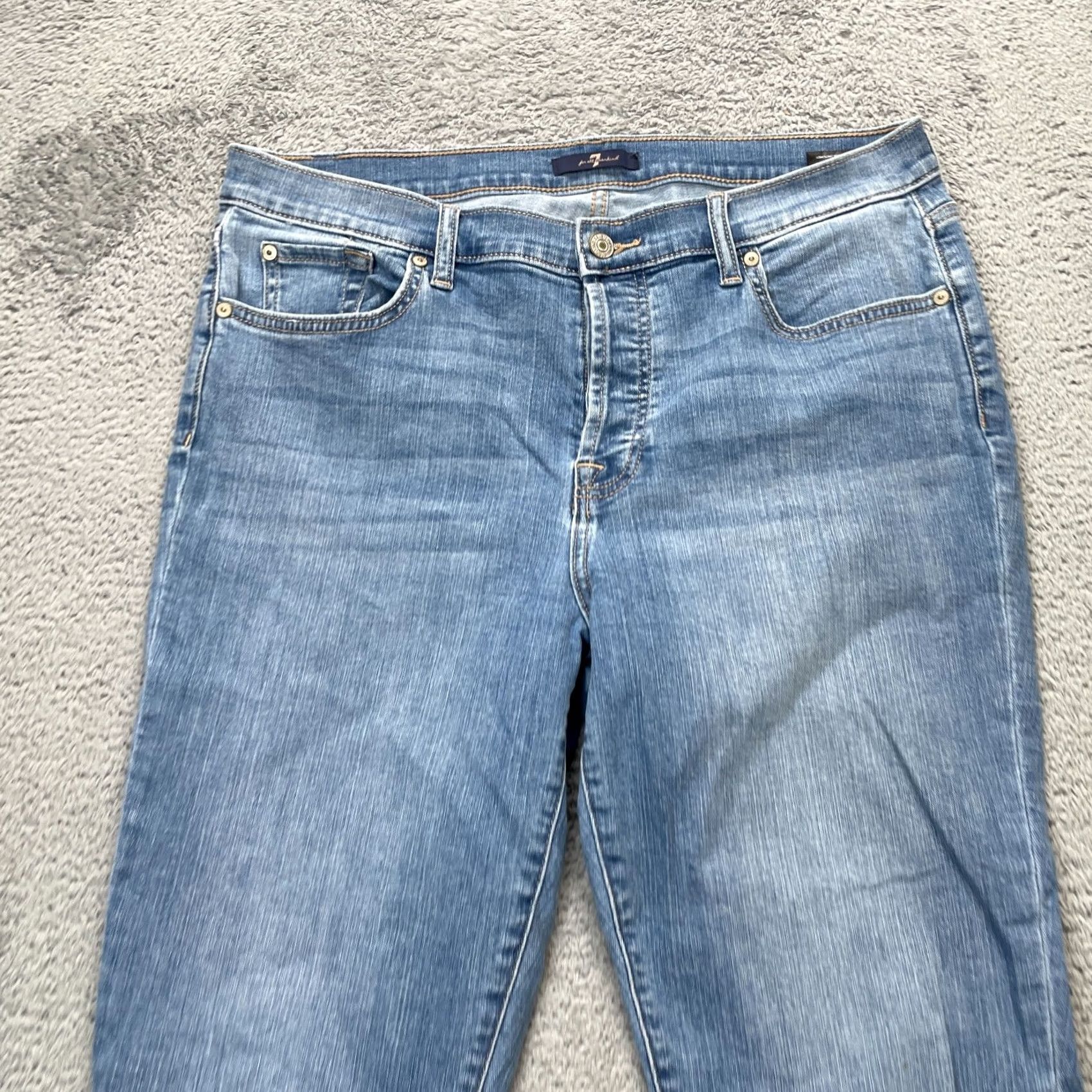7 For All Mankind 7 For All Mankind Jeans Womens 31 Blue Tapered Leg Whisker Denim Cotton Stretch Regular 5-Pocket Mens? Womens Size 24" / US 00 / IT 34 - 6 Thumbnail