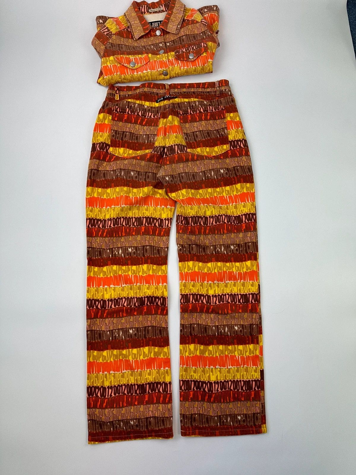 Jean Paul Gaultier JPG 00’s Shirt Denim Pants Set Monogram Orange Red Size M / US 6-8 / IT 42-44 - 20 Thumbnail