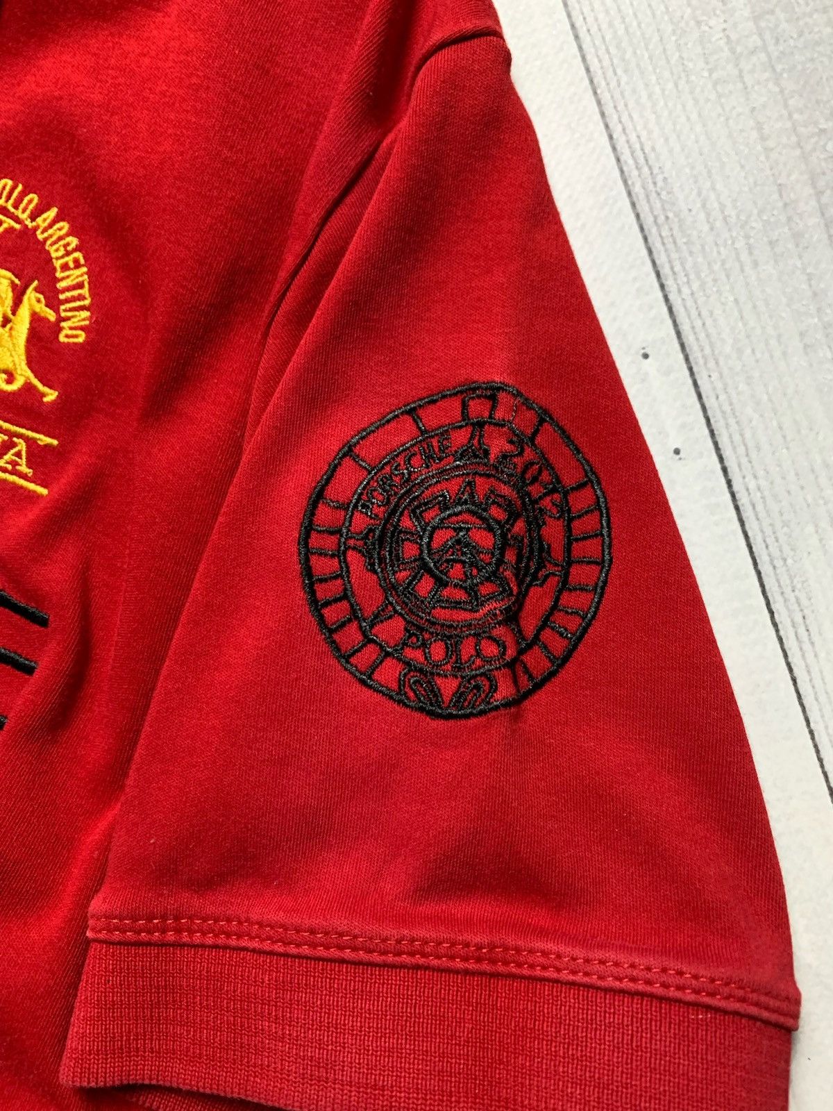 Vintage Vintage Porshe racing polo L A Martina size XL red logo Size US XL / EU 56 / 4 - 5 Thumbnail