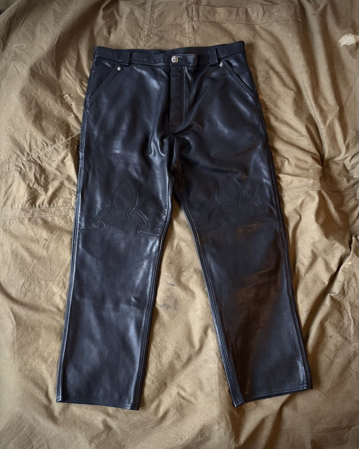 Chrome Hearts Chrome Hearts Fleur Knee Leather Pants Size US 38 / EU 54 - 1 Thumbnail