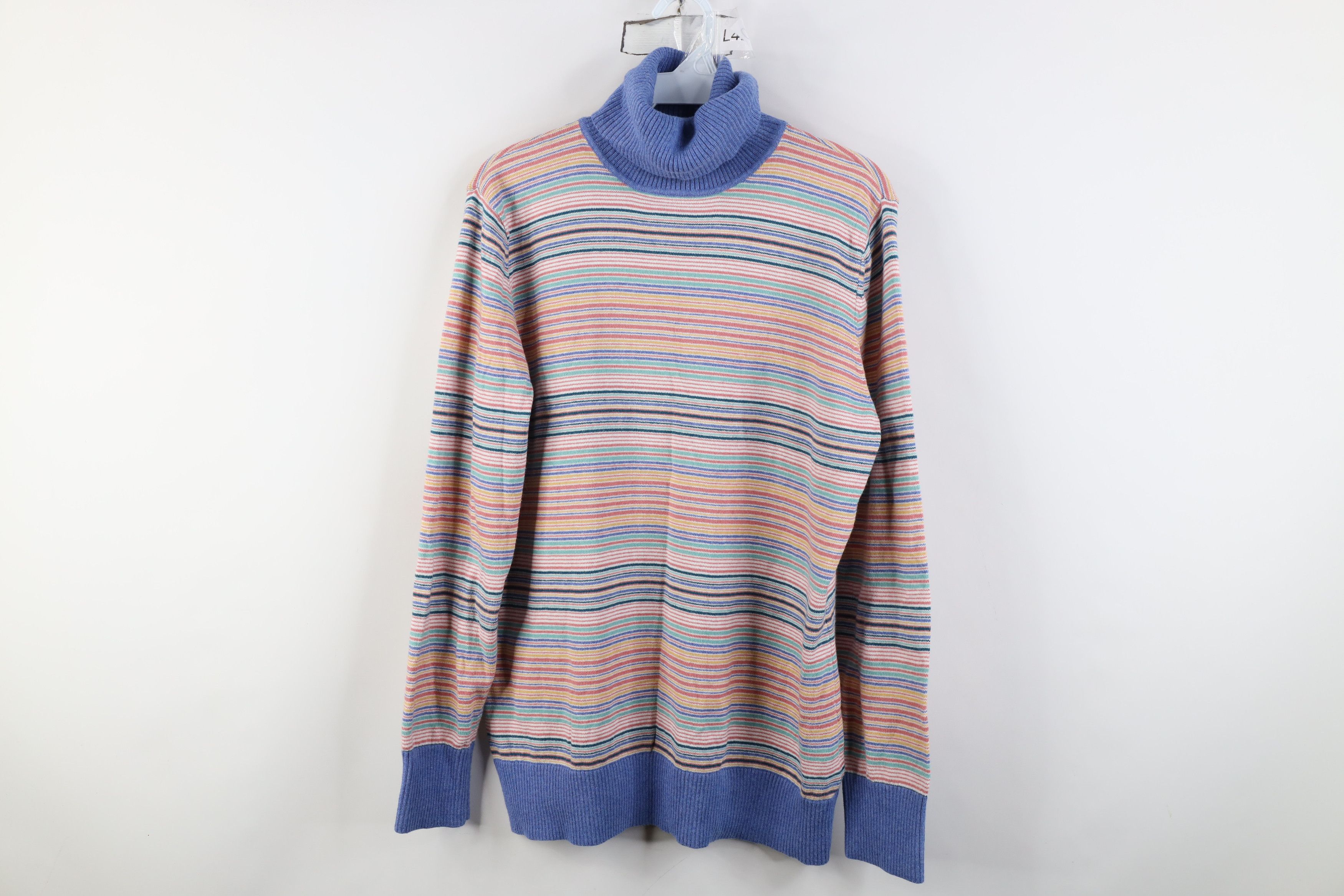 L.L. Bean Vintage LL Bean Cashmere Striped Knit Turtleneck Sweater Size L / US 10 / IT 46 - 1 Thumbnail