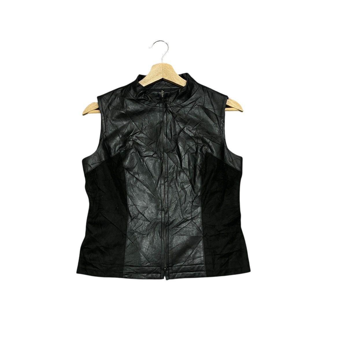 Karl Lagerfeld Vintage Karl Lagerfeld Faux Leather Biker Moto Vest Jacket Size US XS / EU 42 / 0 - 1 Thumbnail